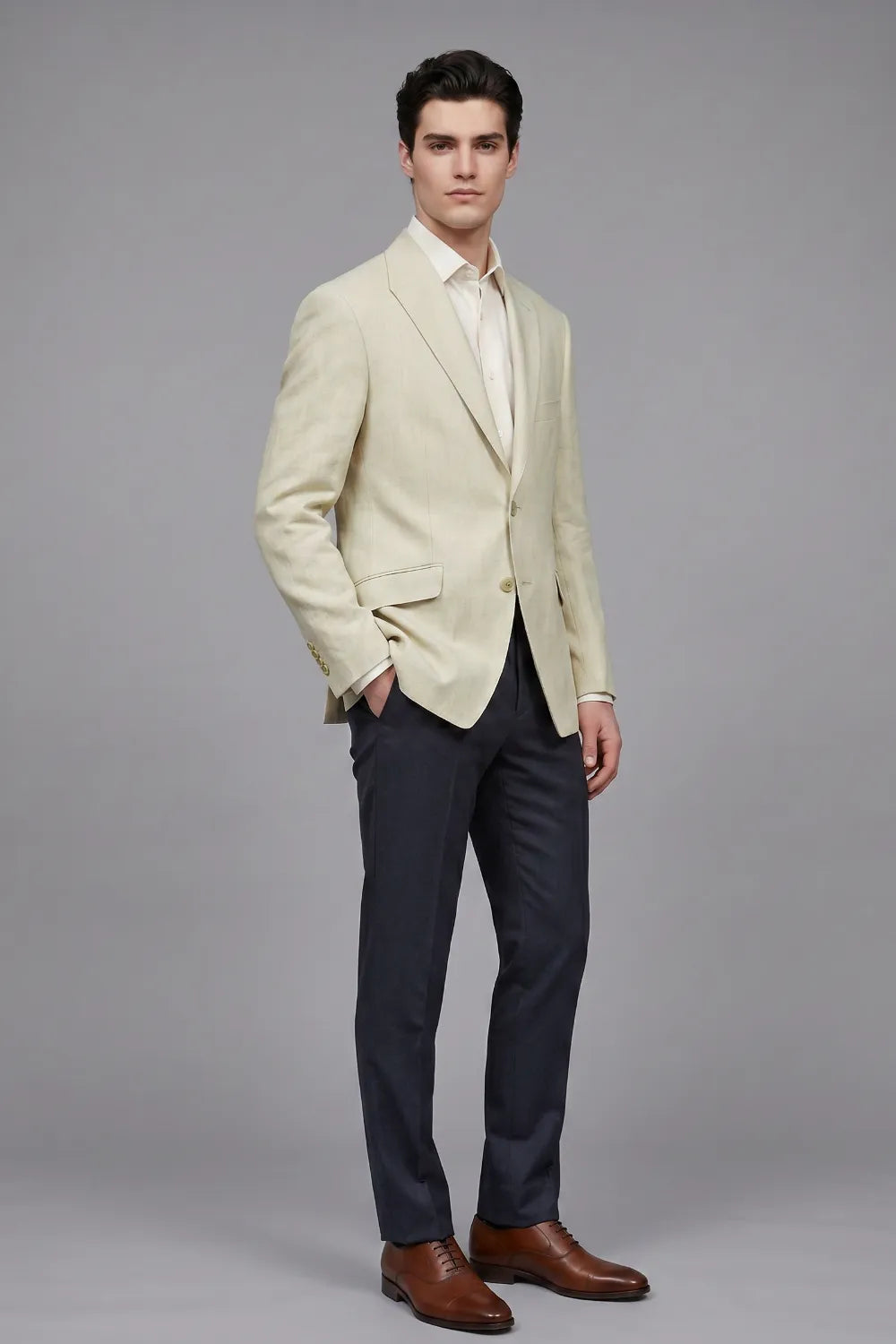 Men's Tailored Linen Summer 2 Piece Suit
