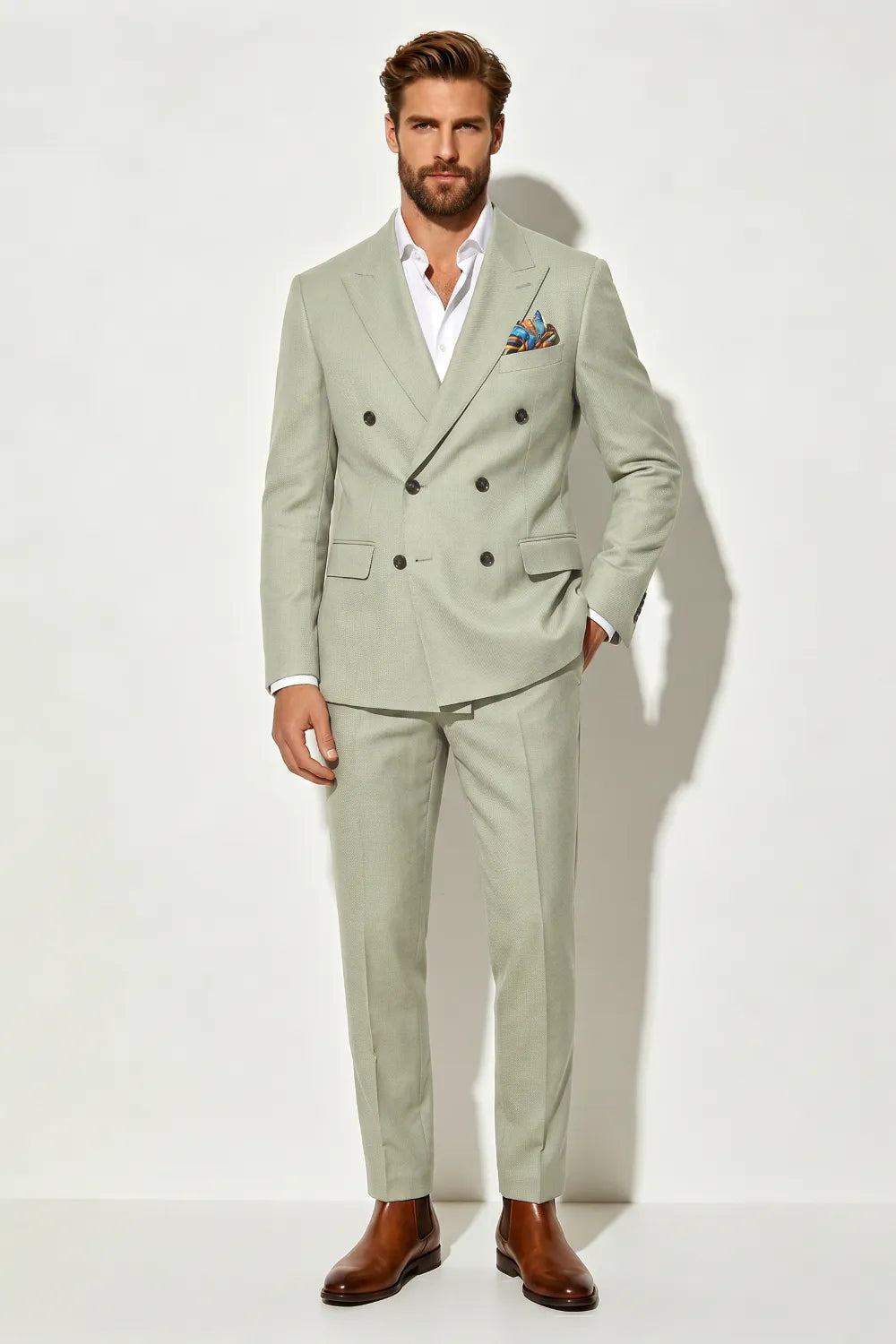 Men's Classic Double Breasted 2 Piece Suit