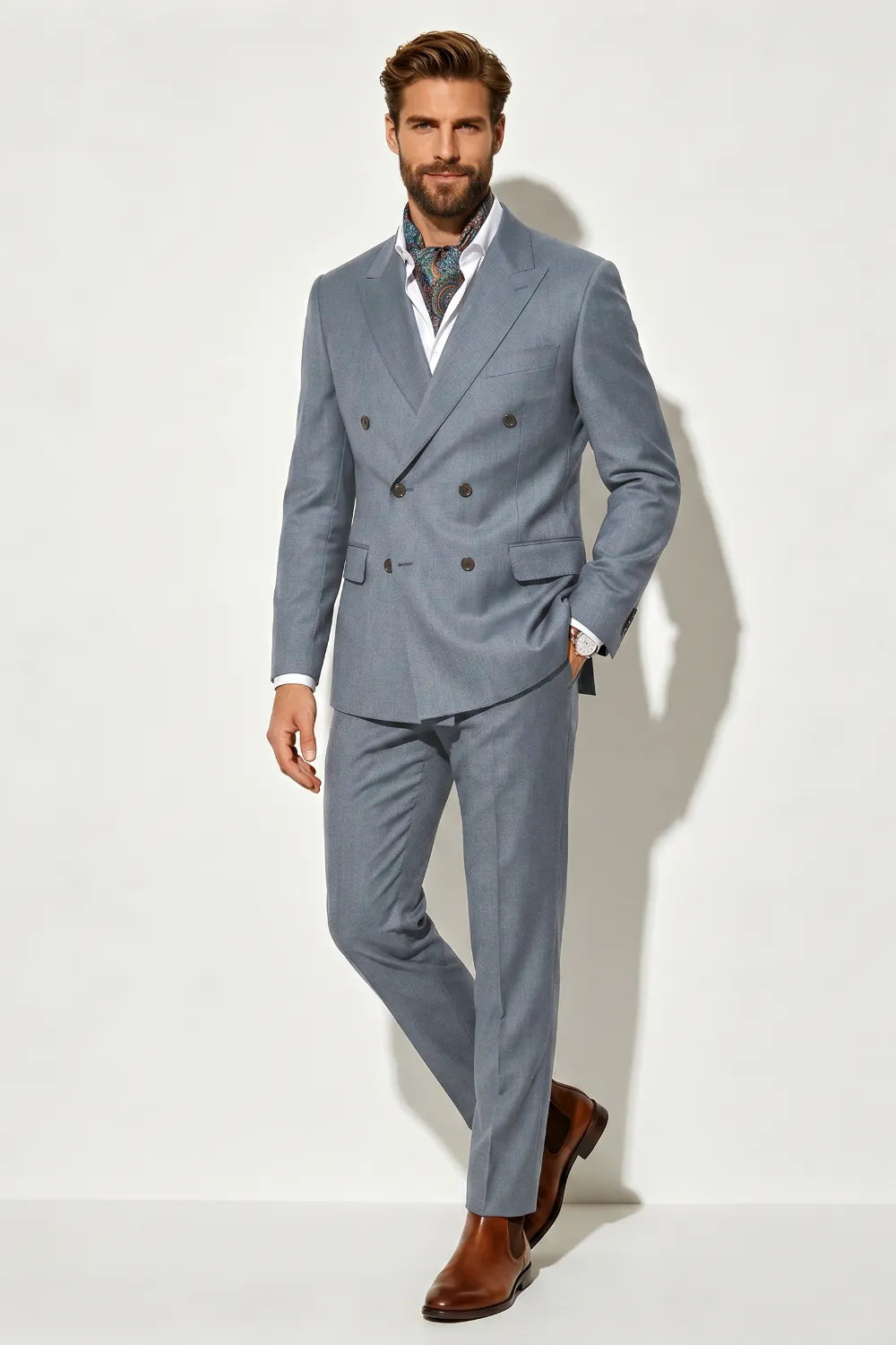 Men's Classic Double Breasted 2 Piece Suit