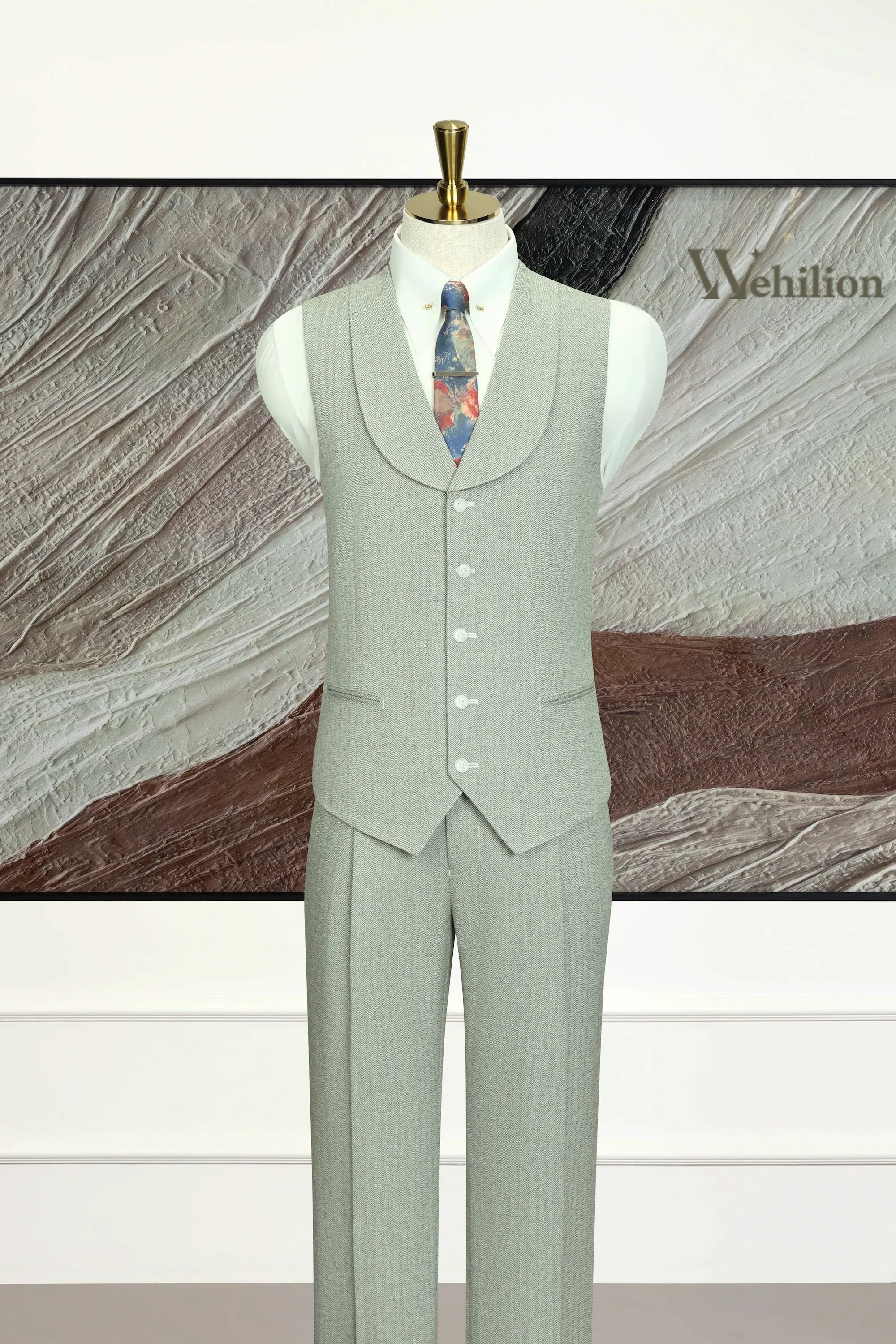 Men's Green Summer Linen 3 Piece Suits