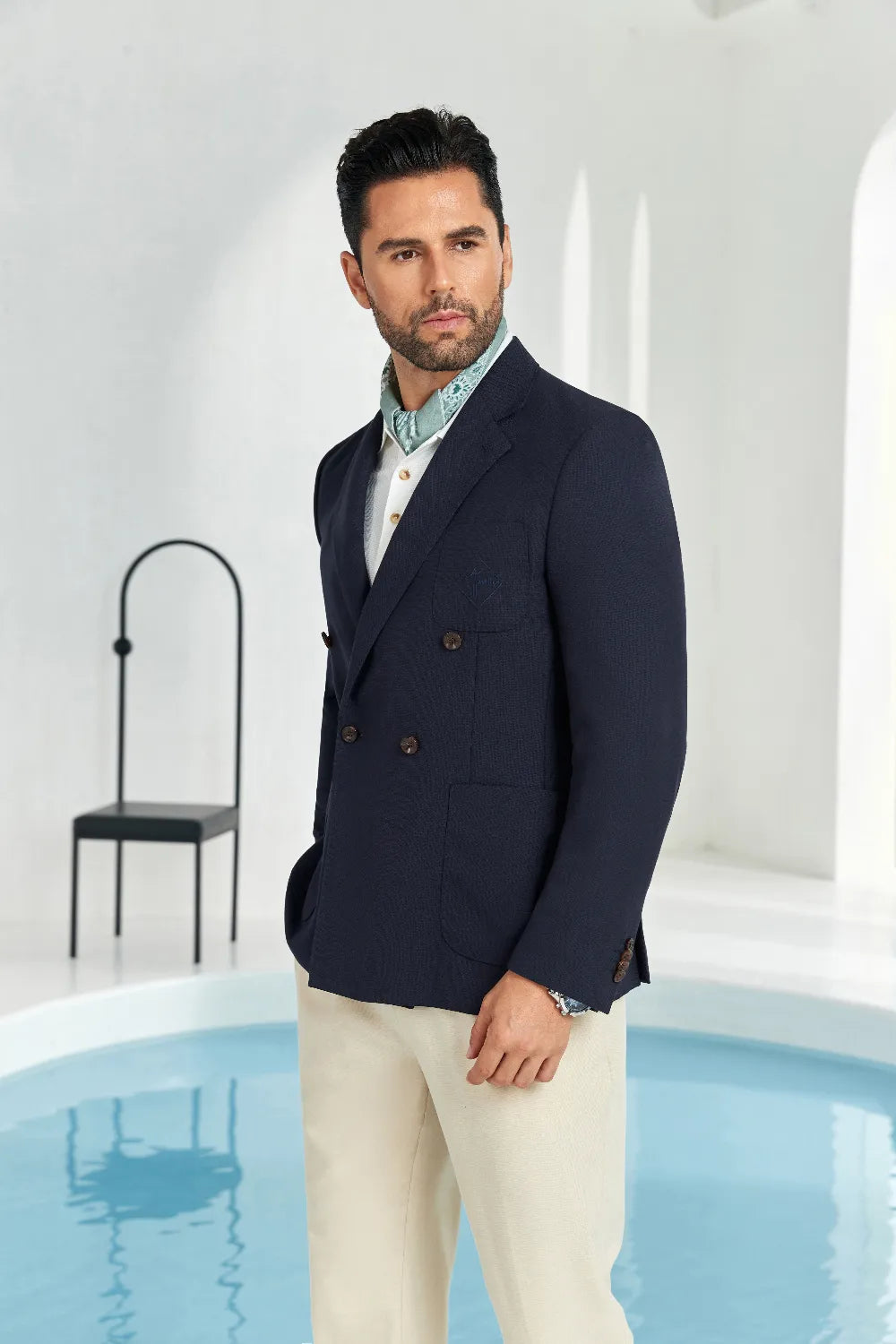 Men's Navy Double Breasted Blazer