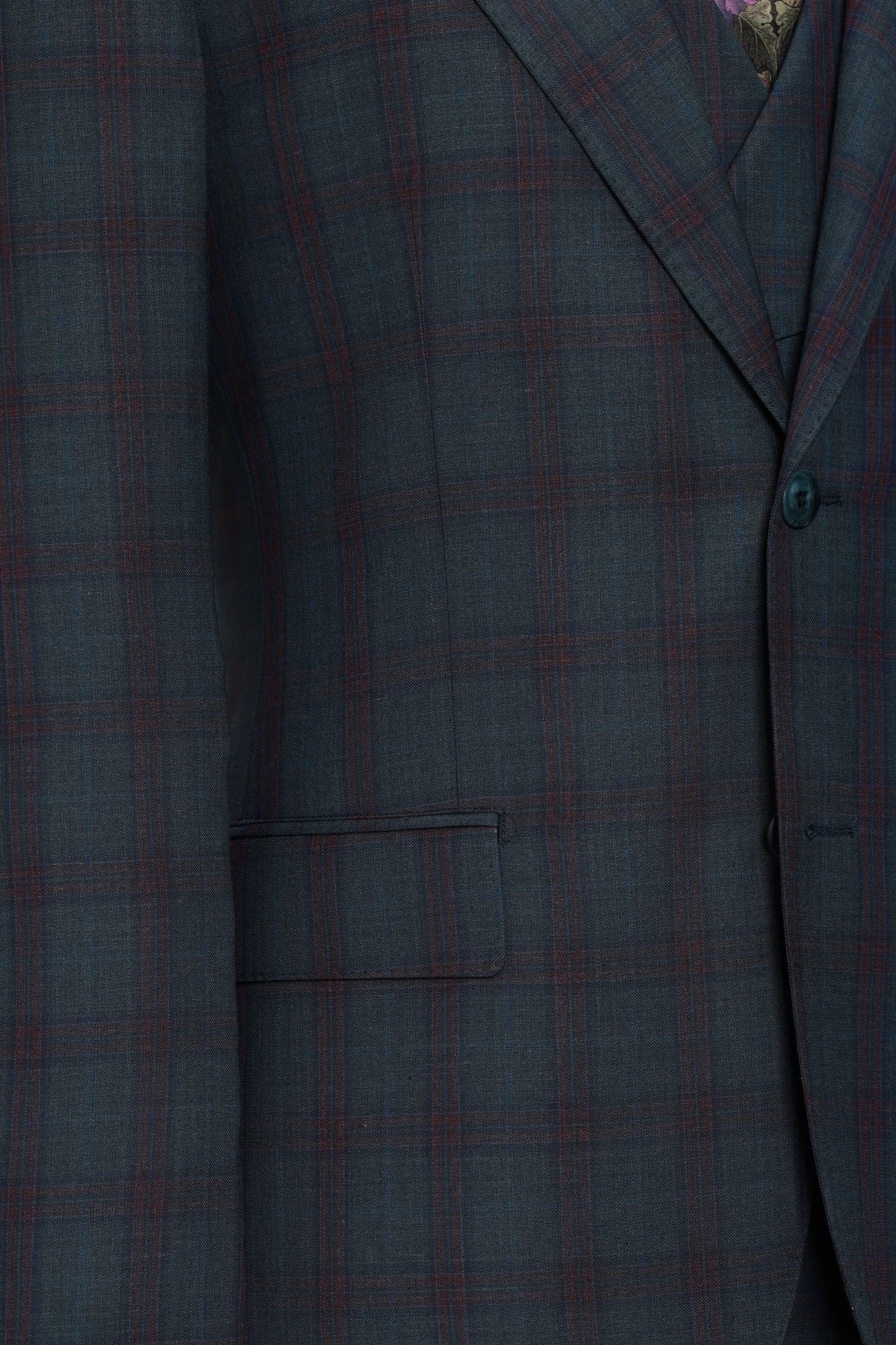 Men's Navy Wool Blend 3 Piece Suits