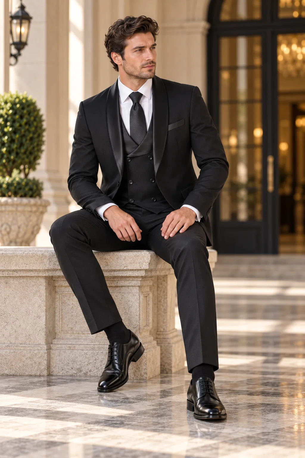 Men's Shawl Lapel 3 Piece Tuxedo Suit