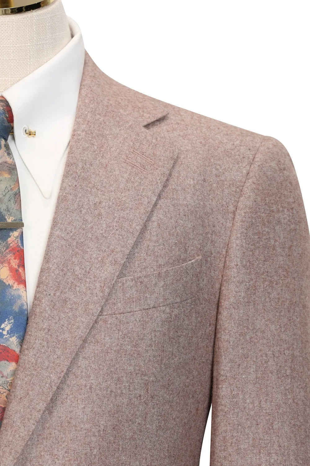 Men's Khaki Vintage-Inspired Herringbone 3 Piece Suit