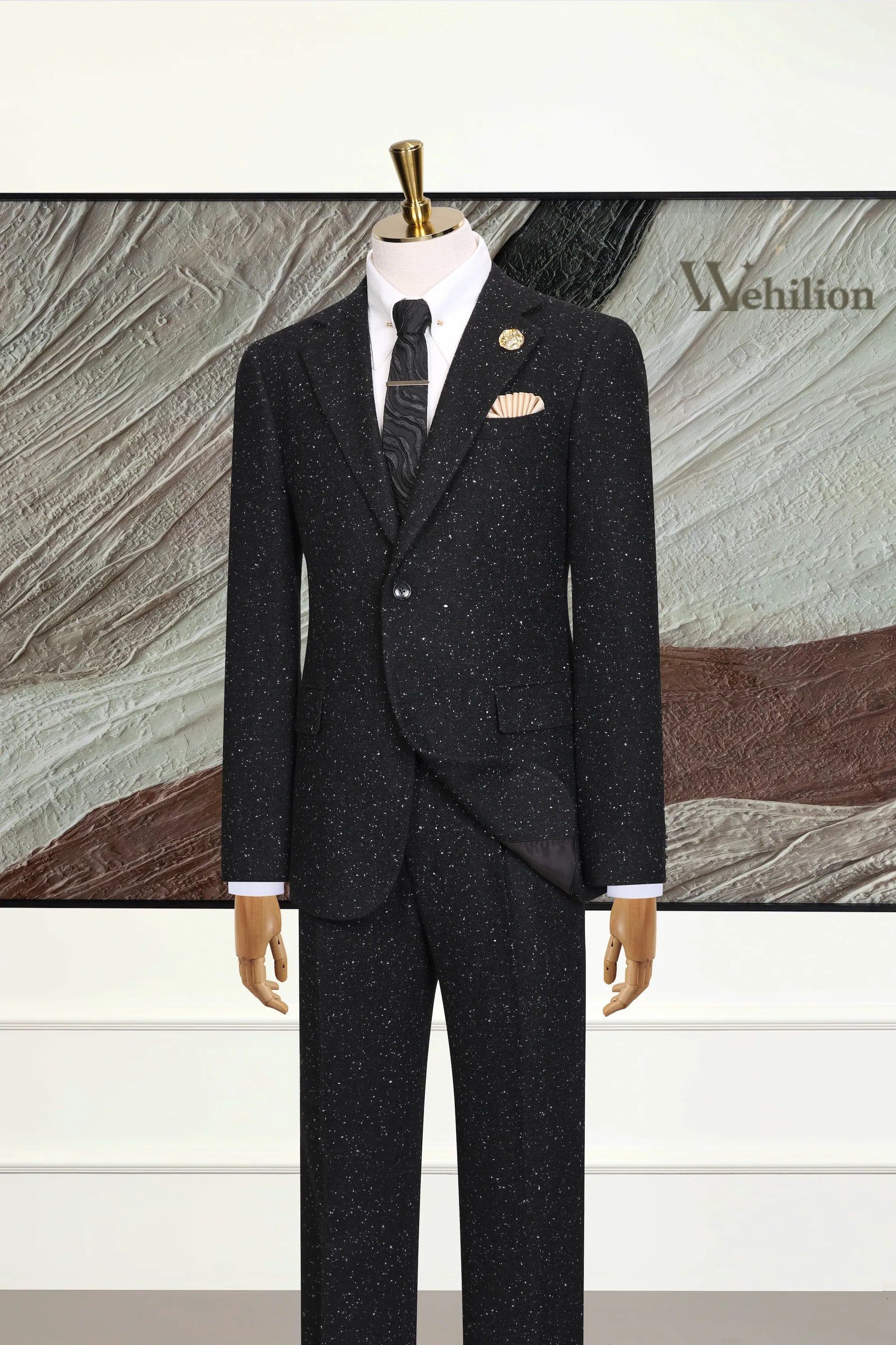 Men's Elegant Black Sparkle 3 Piece Suits