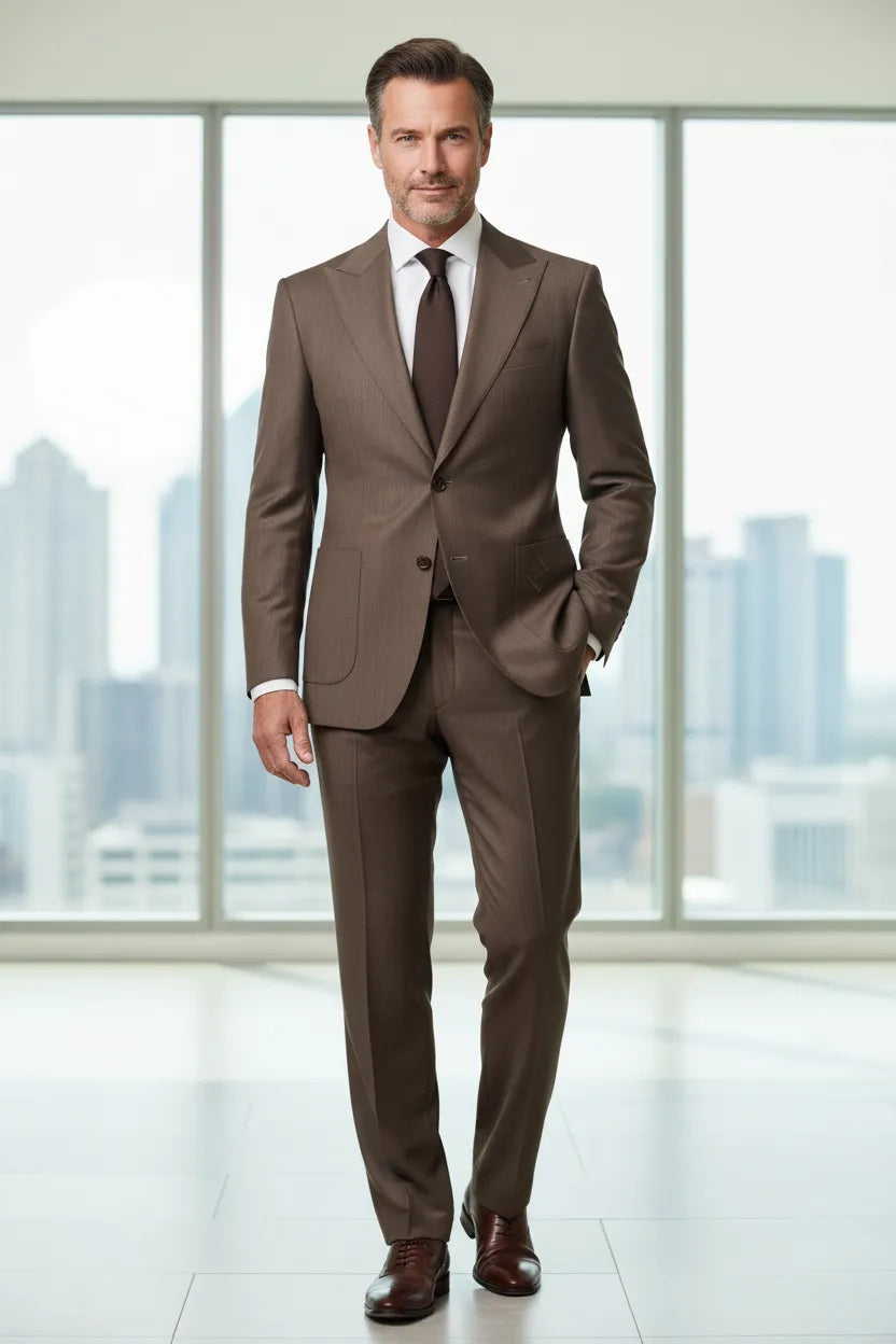 Men's Brown Slim Fit 2 Piece Suit