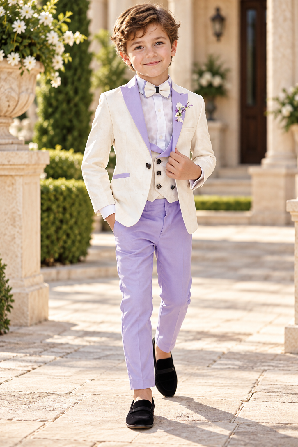 Boys Jacquard 3 Piece Tuxedo Suit
