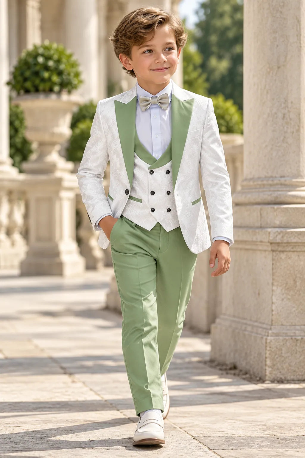 Boys Jacquard 3 Piece Tuxedo Suit