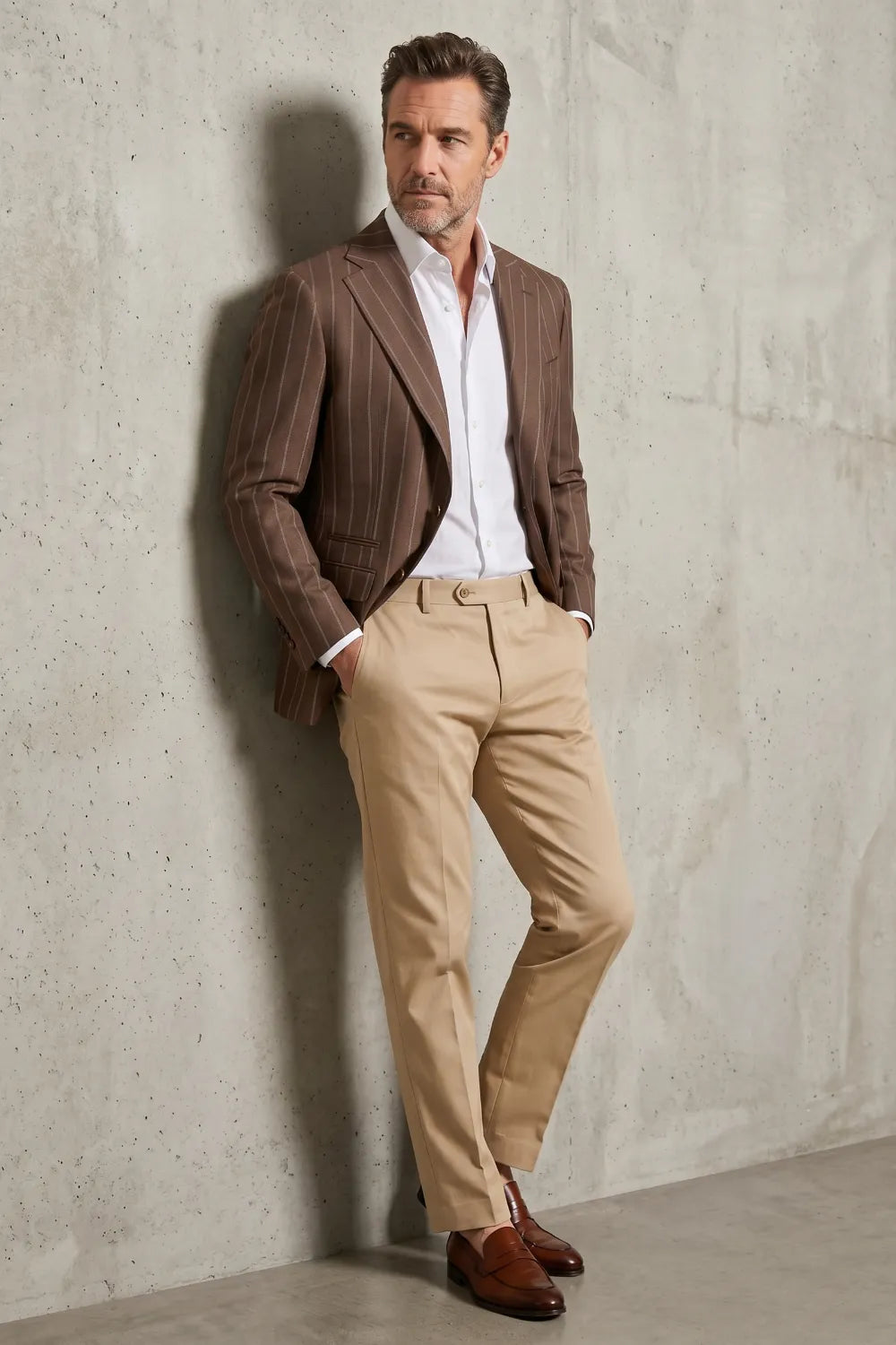 Men's Brown Pinstripe Notch Lapel Blazer