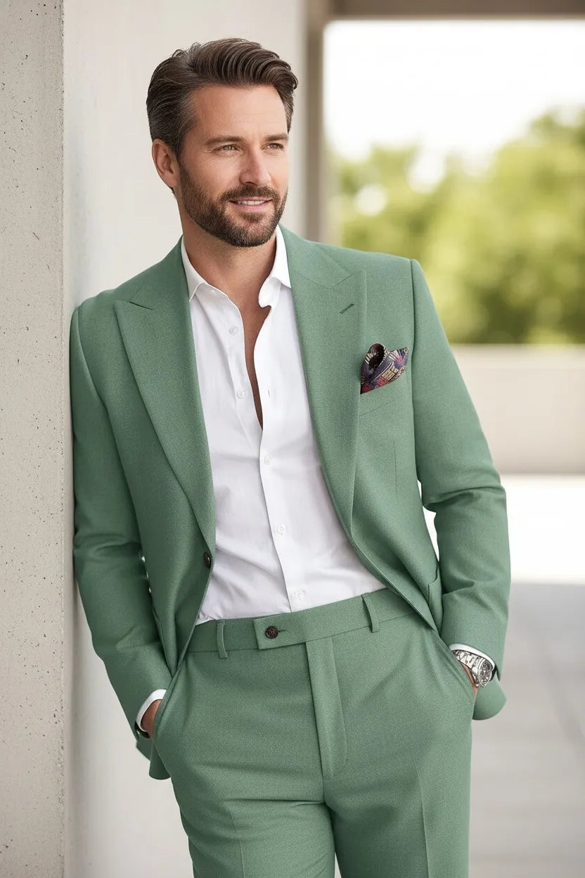 Abiti da uomo casual in lino due pezzi - Tessuto migliorato