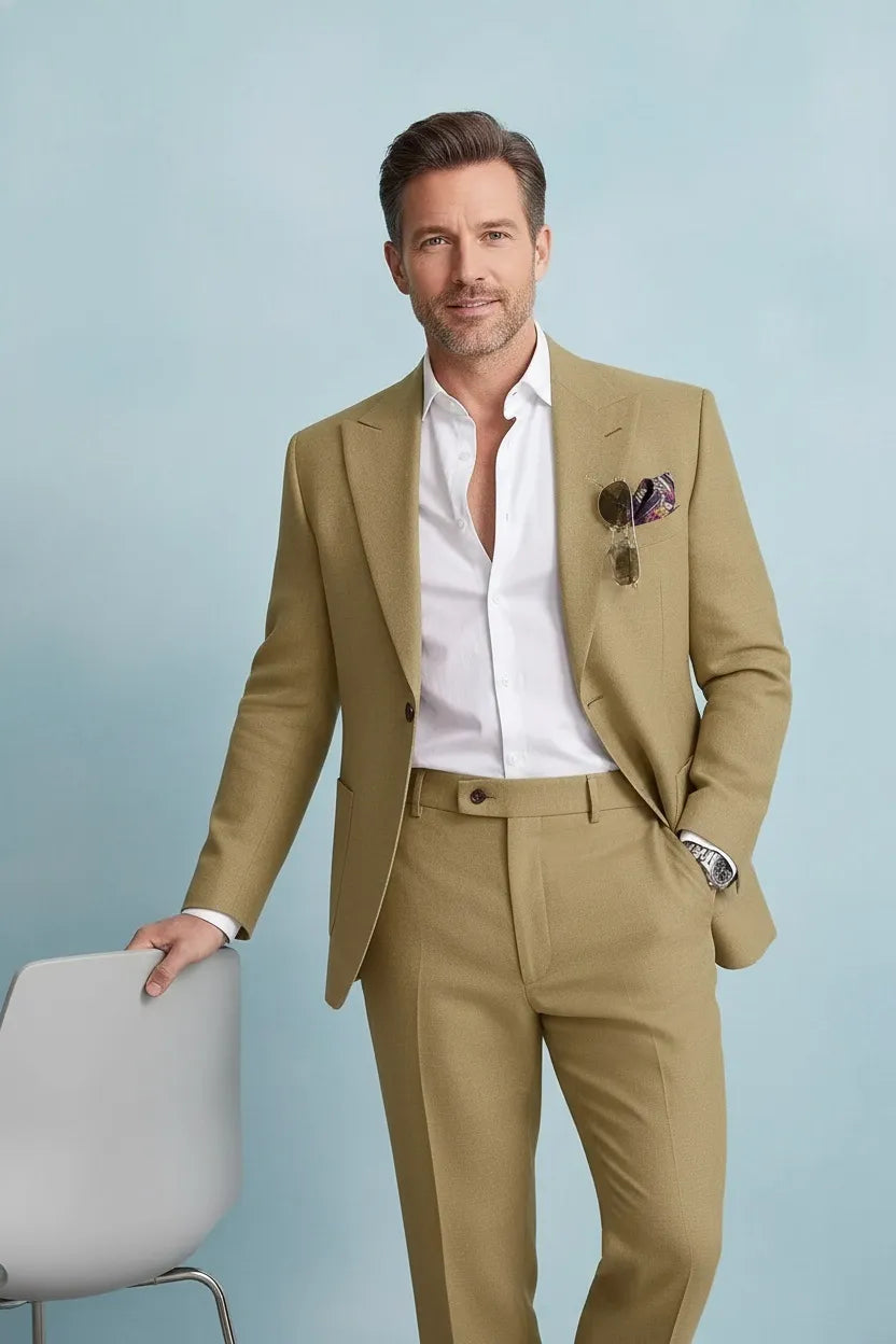 Abiti da uomo casual in lino due pezzi - Tessuto migliorato