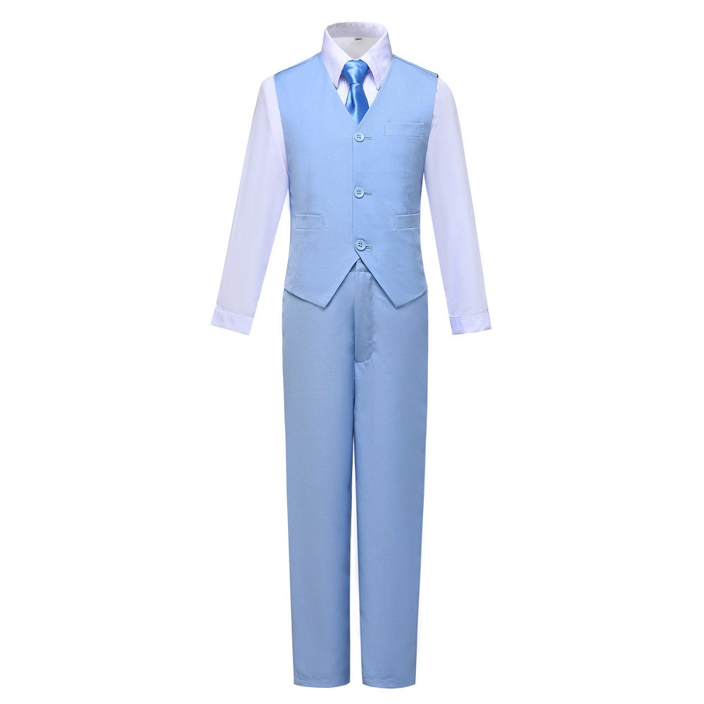 Boys Formal Classic 4 Piece Suits With Vest+Pants+Shirt+Tie