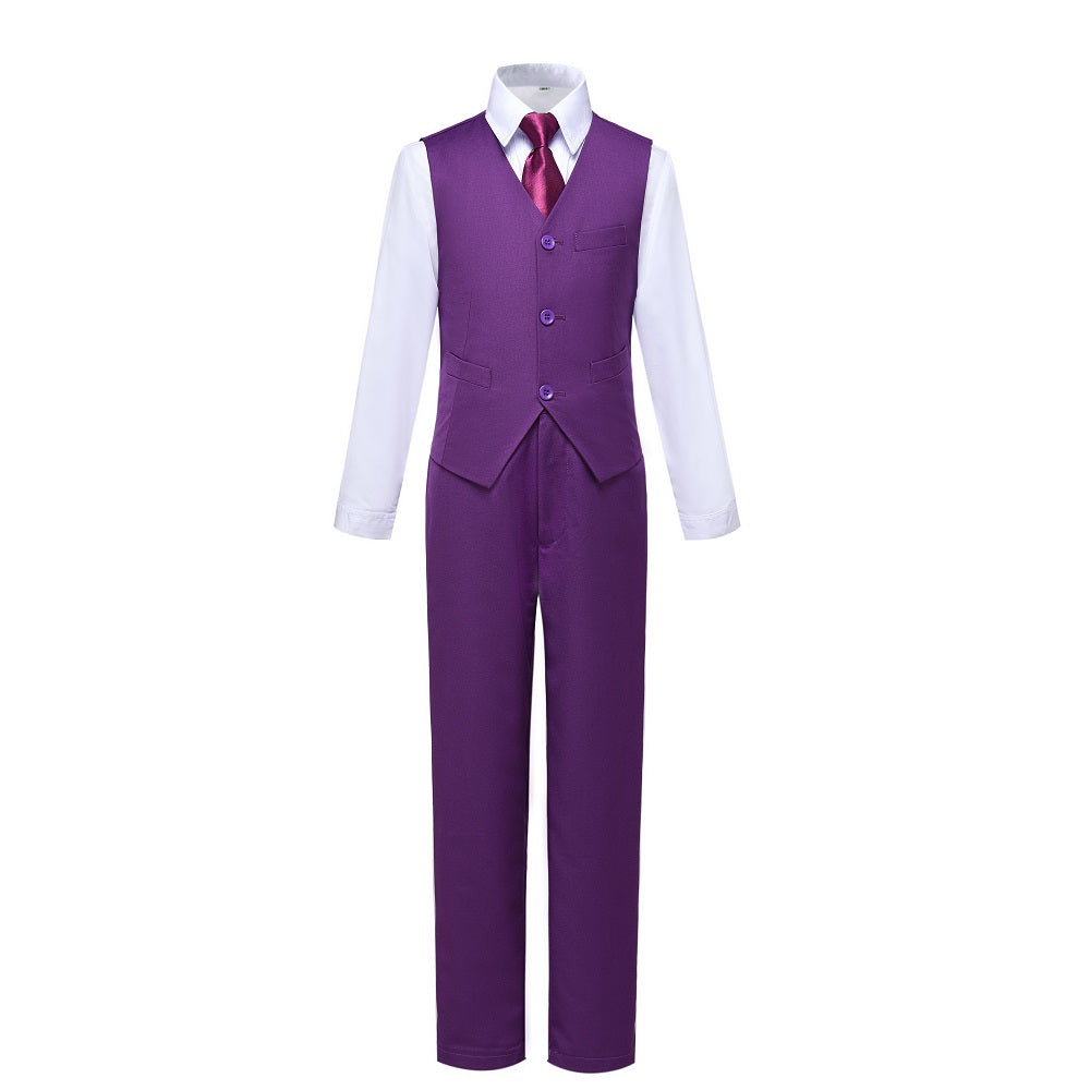 Boys Formal Classic 4 Piece Suits With Vest+Pants+Shirt+Tie