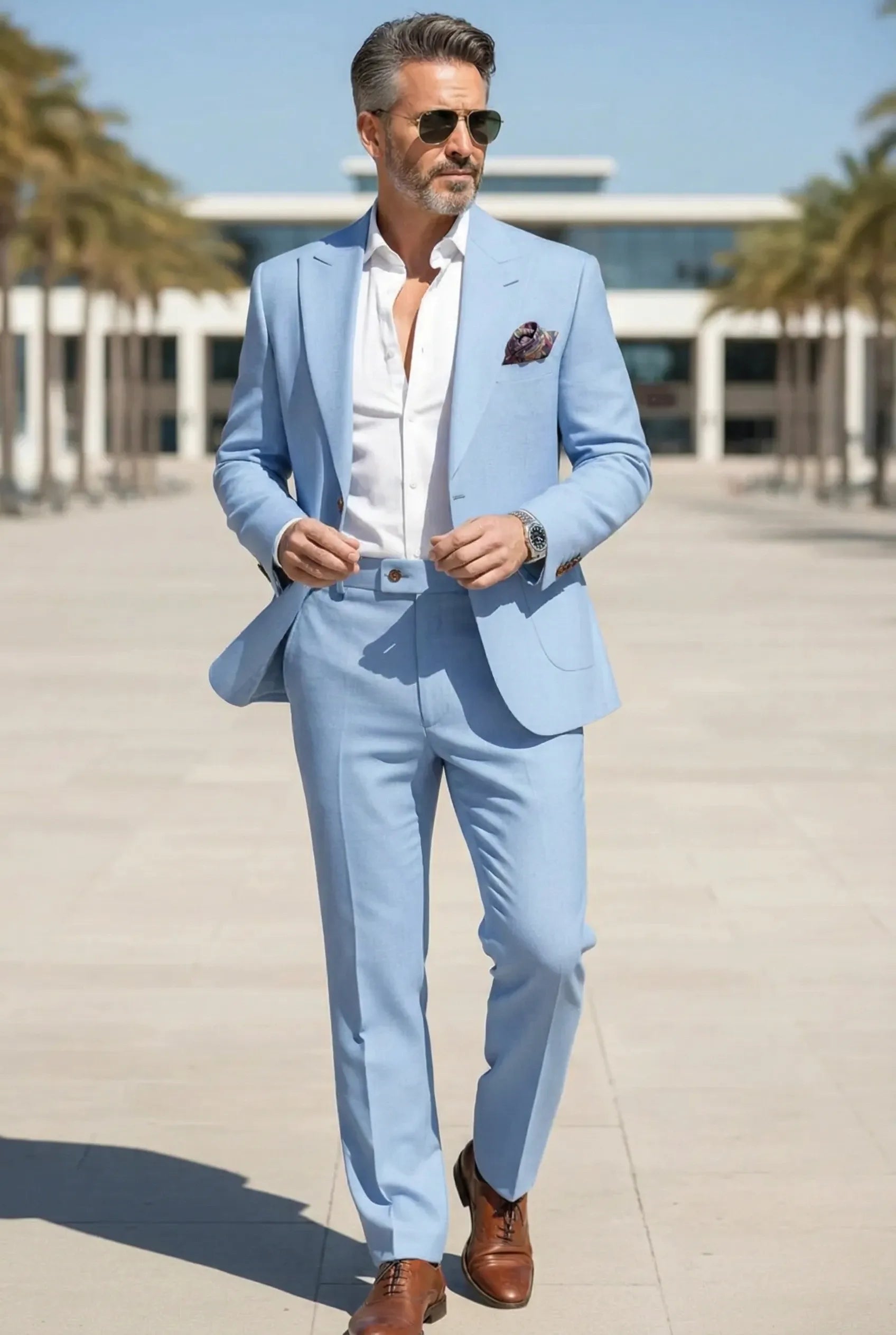 Abiti da uomo casual in lino due pezzi - Tessuto migliorato