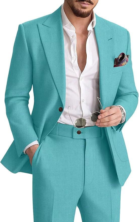 Abiti da uomo casual in lino due pezzi - Tessuto migliorato