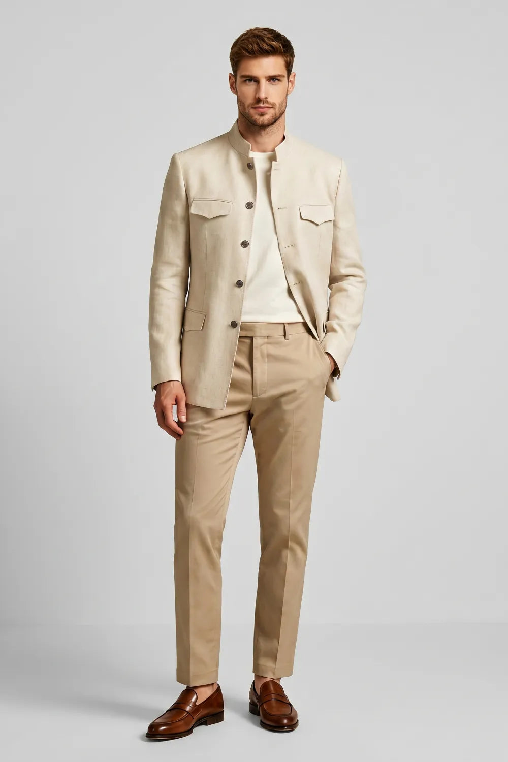 men's beige dress pants Mandarin Collar Slim Fit Linen Blend 2 Piece Suit Color:Wine-Red Beach Maxi Dress - oldsize Naturally breathable and lightweight