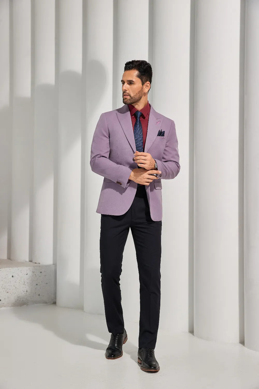 Men's Purple Peak Lapel Blazer