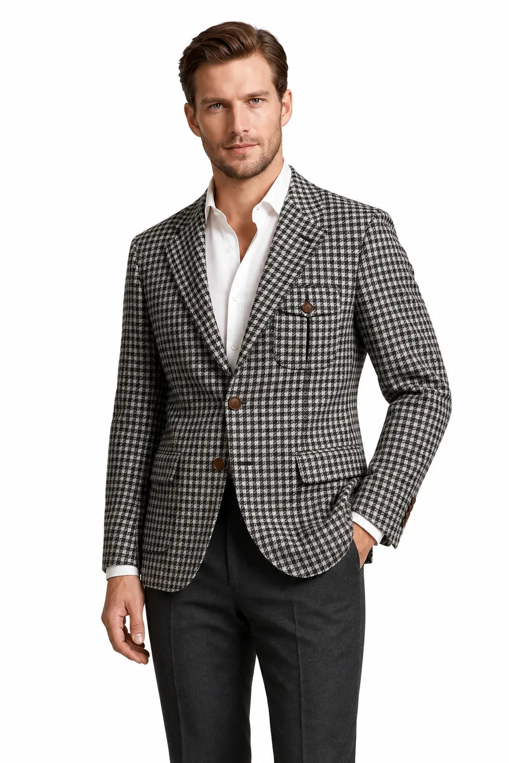 Men's Tailored Houndstooth 2 Piece Suit