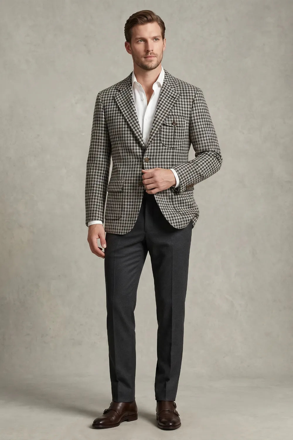 Men's Tailored Houndstooth 2 Piece Suit