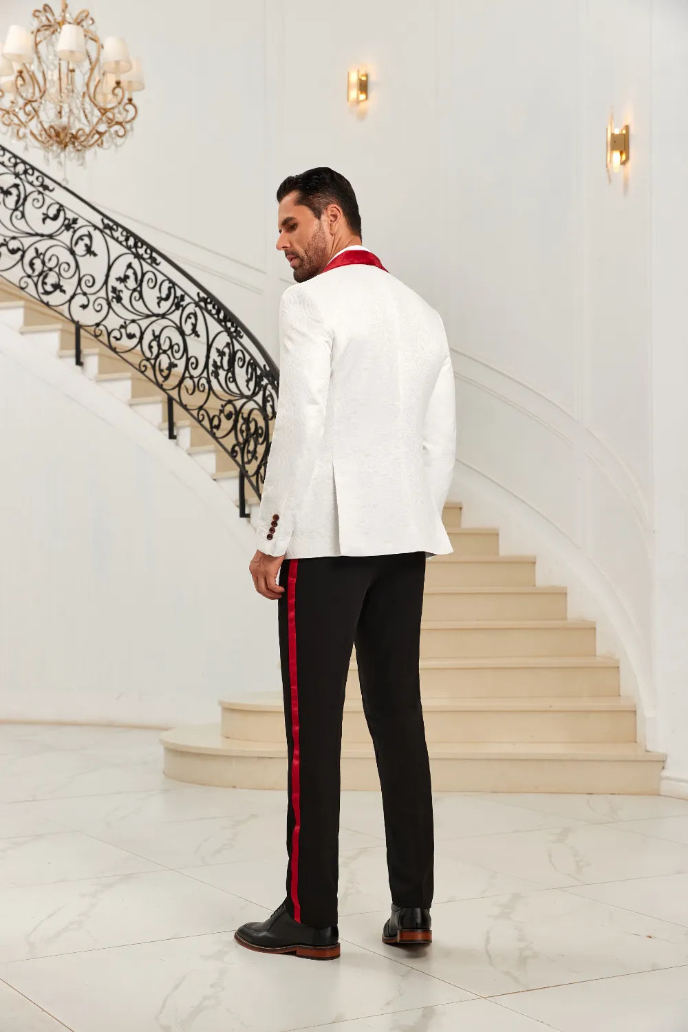 Men's Red Shawl Collar Party 3 Pieces Suits