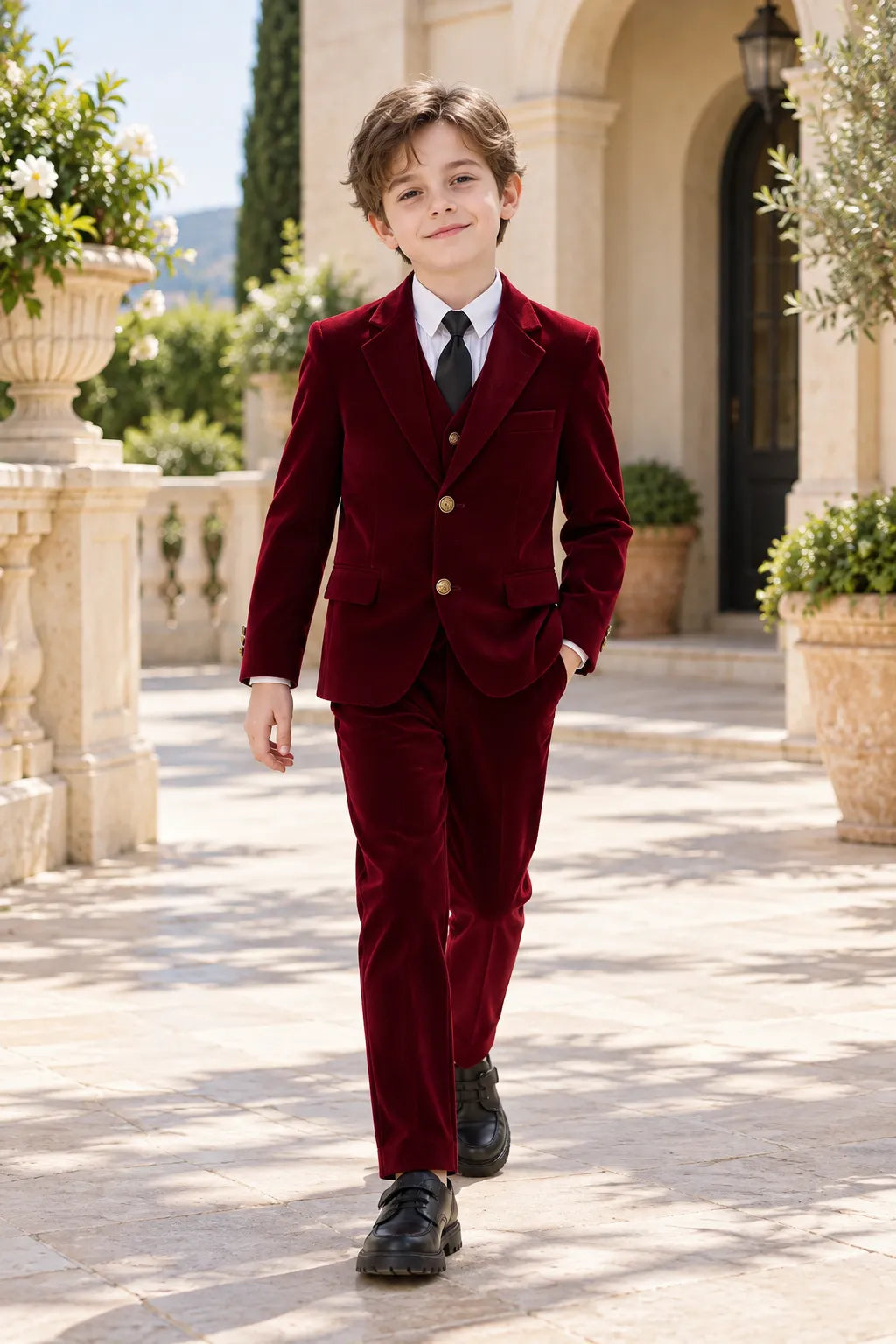 Boys Holiday Velvet 3 Piece Suit