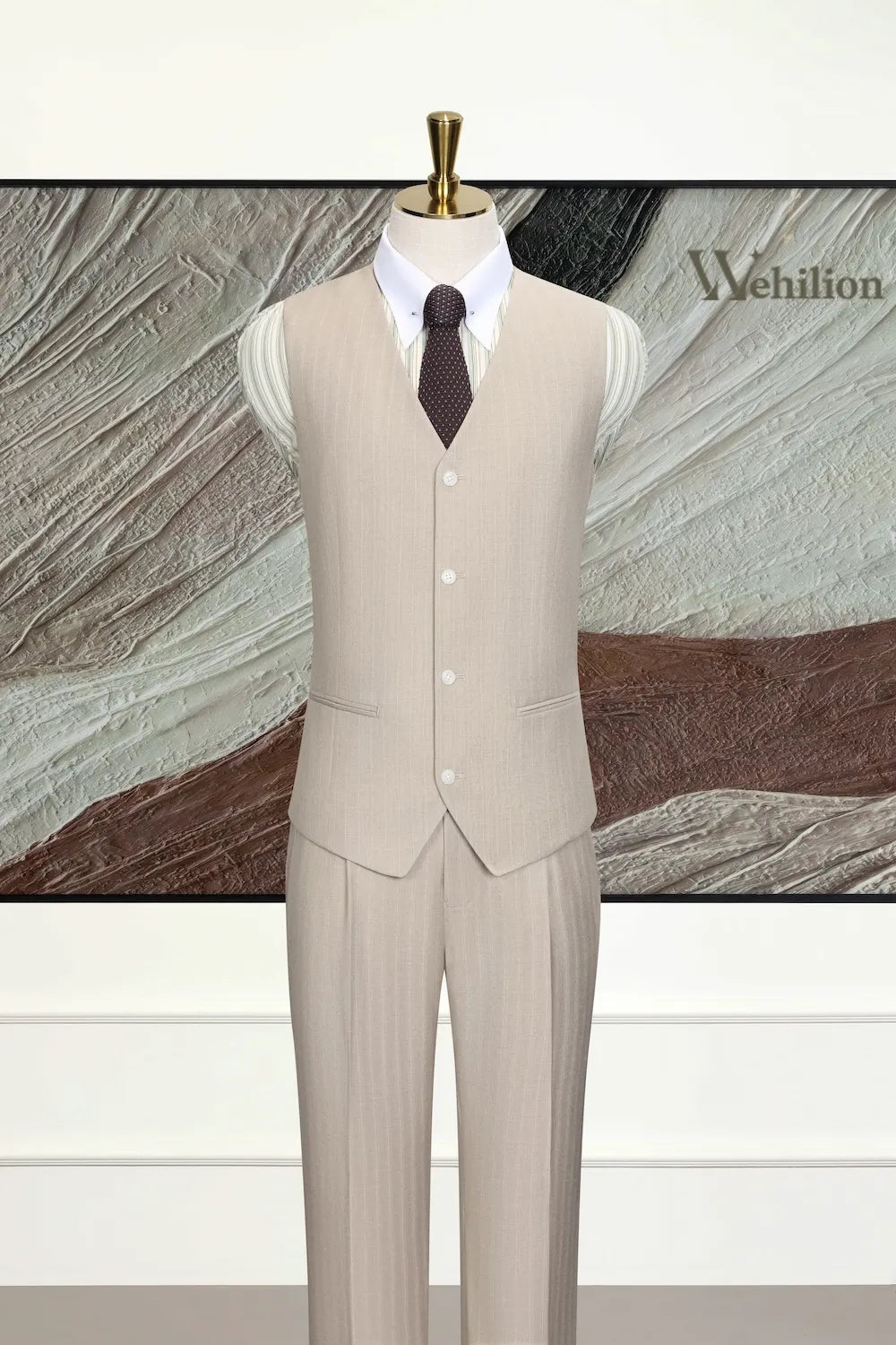 Men's Lightweight and Elegant Stripe 3 Piece Suits