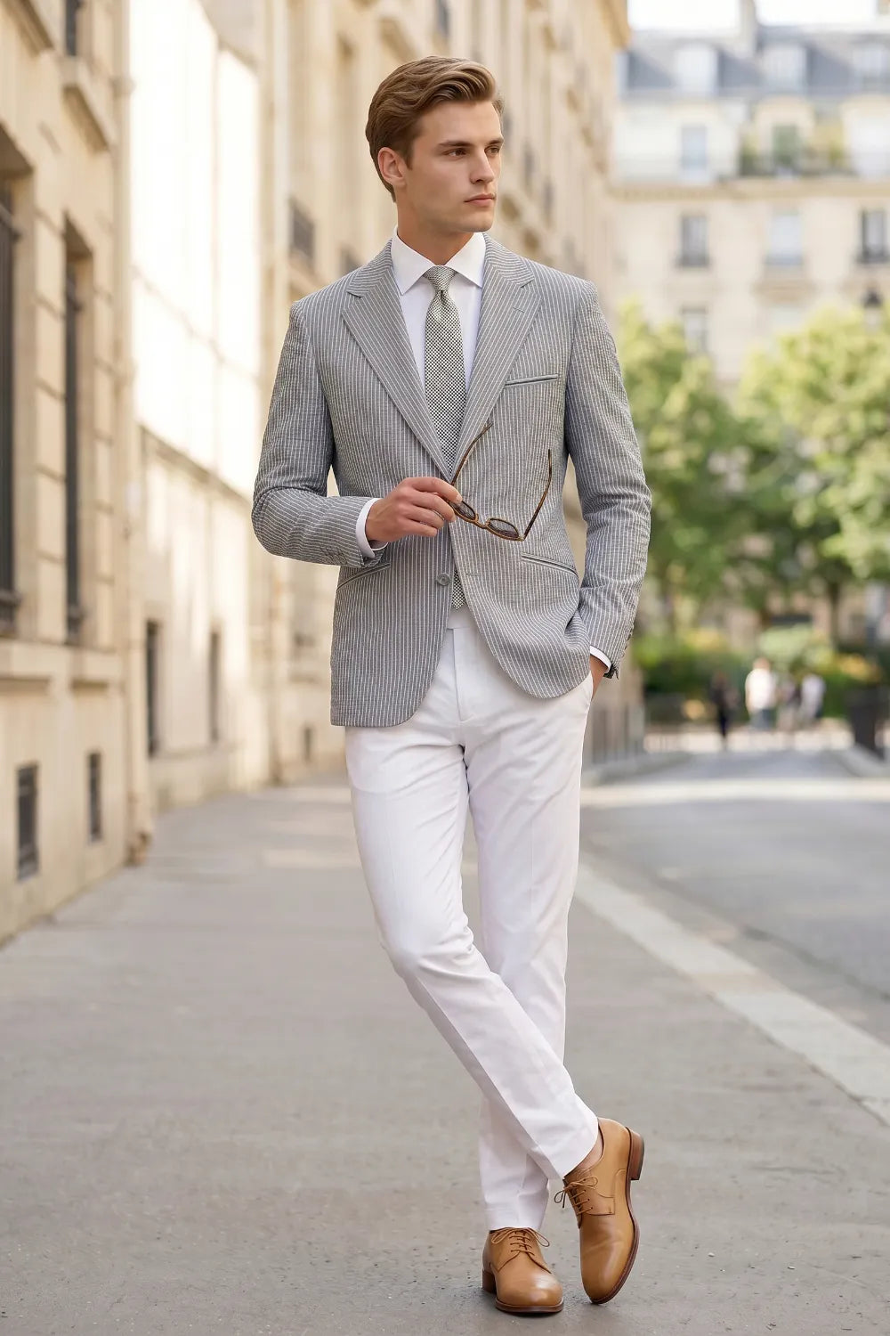 Men's Lightweight Seersucker 2 Piece Suit