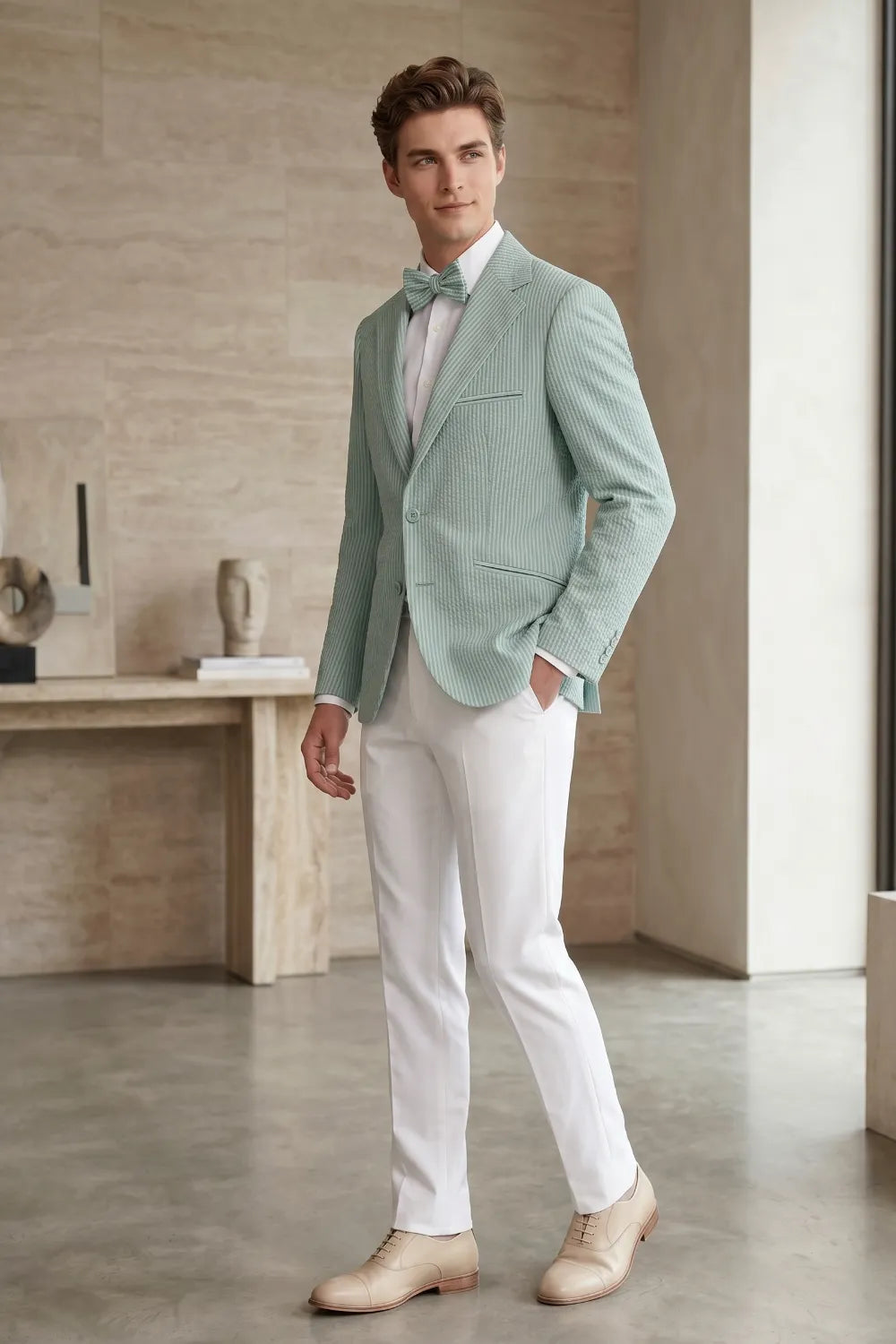 Men's Lightweight Seersucker 2 Piece Suit