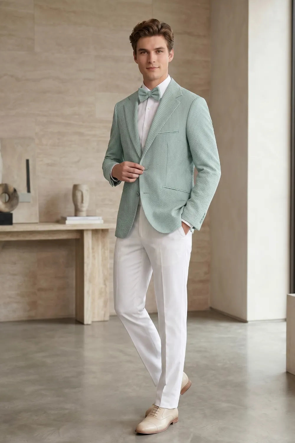 Men's Lightweight Seersucker 2 Piece Suit