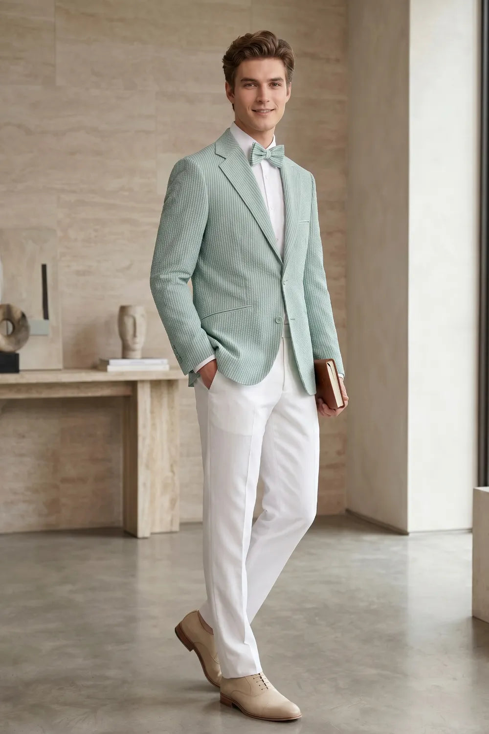 Men's Lightweight Seersucker 2 Piece Suit