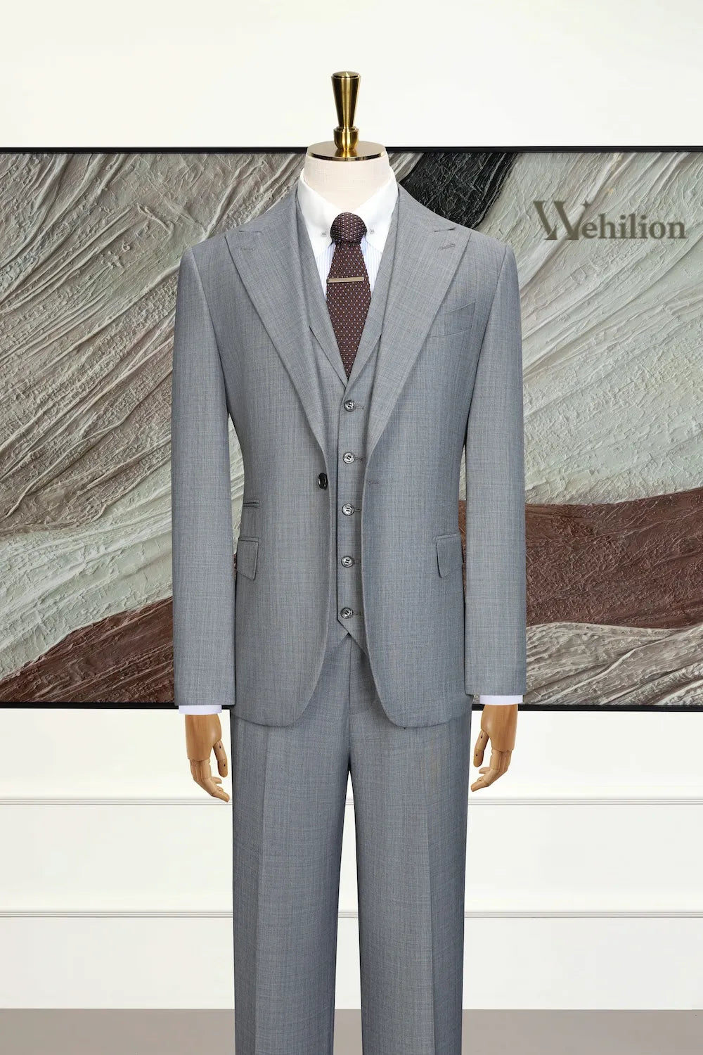 Men's Modern Gentleman Wool Blend 3 Piece Suit