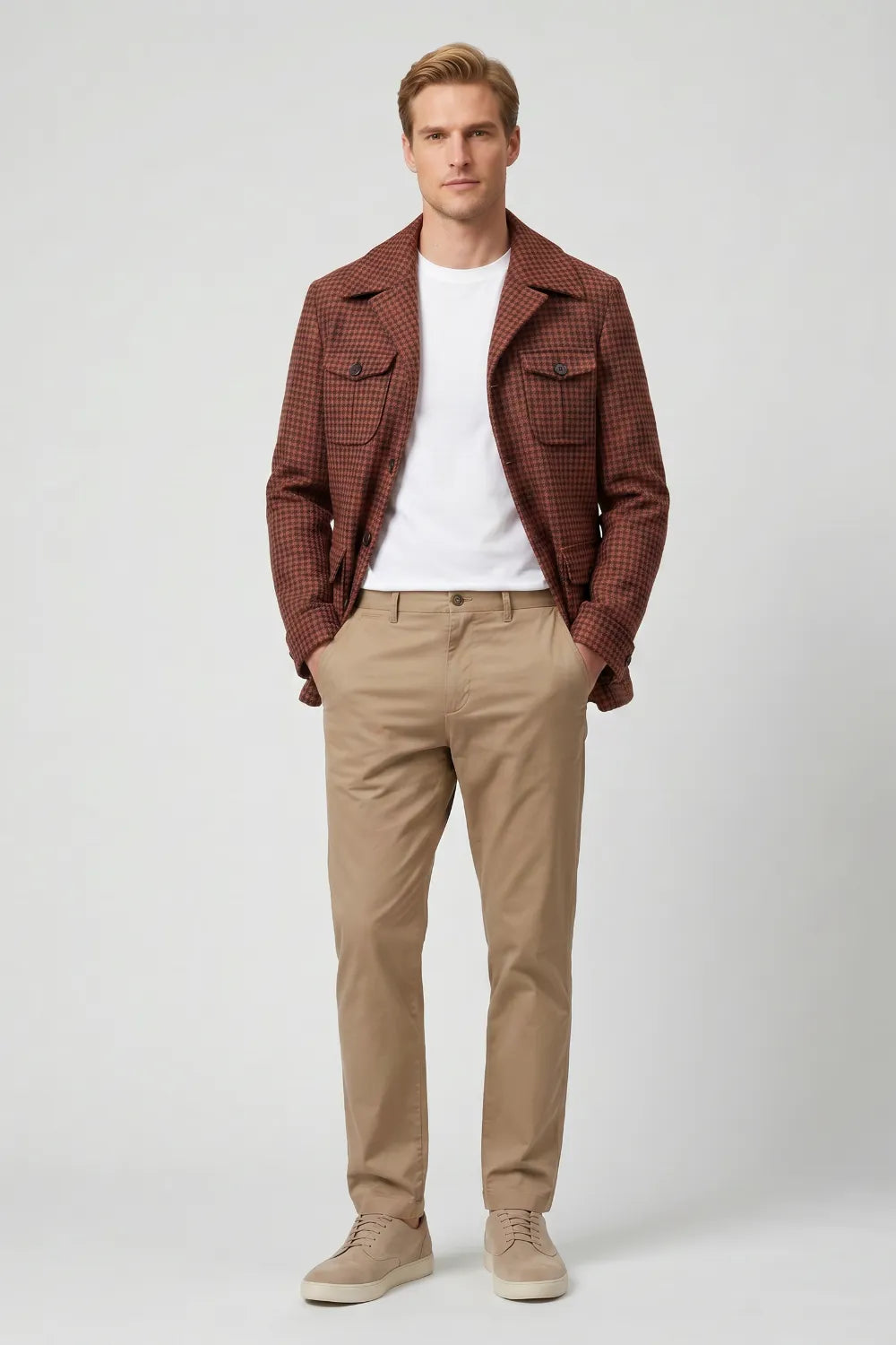 Men's Rust Check Safari Style 2-Piece Suit