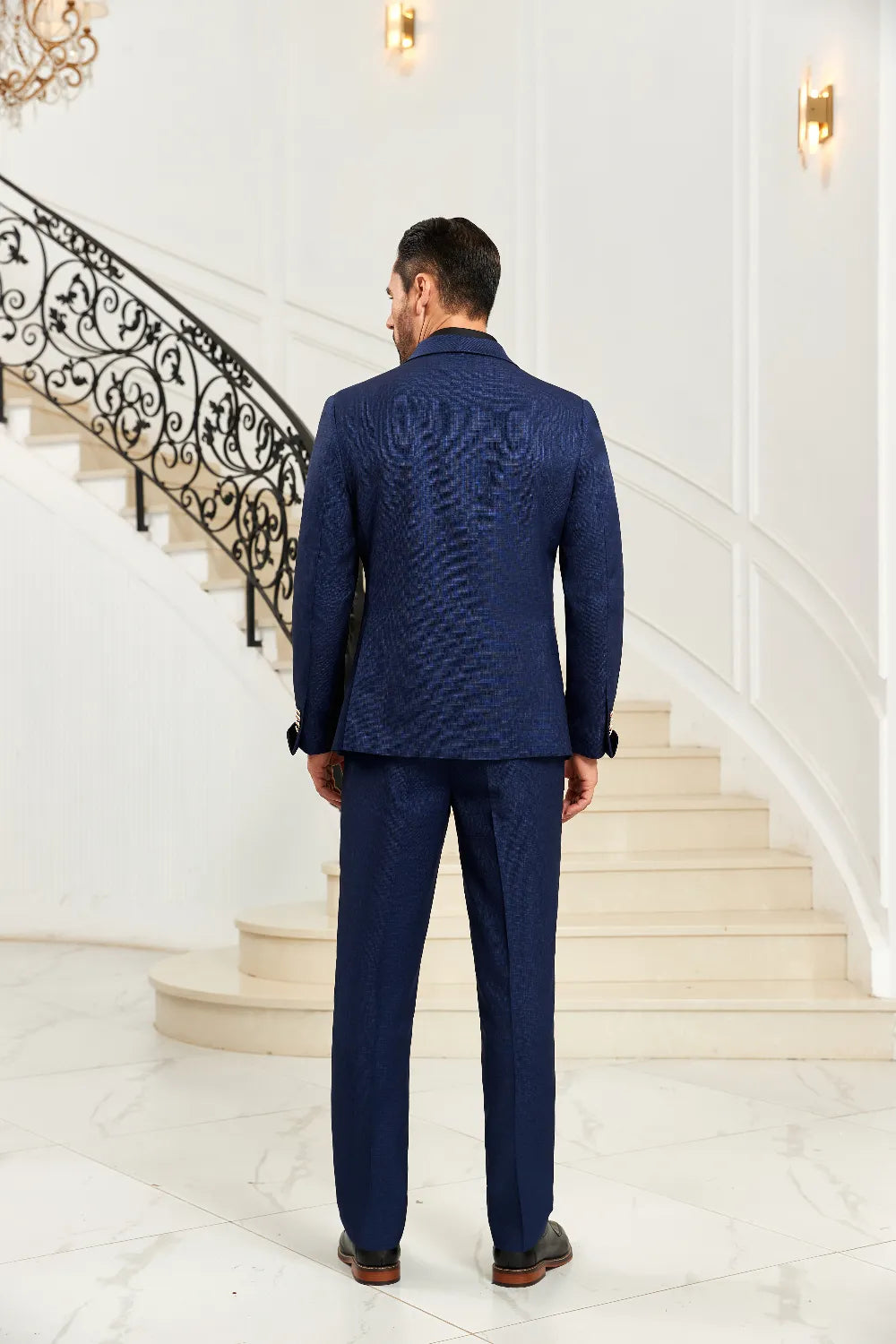 Men's Royal Blue Shawl Collar 2 Pieces Suits