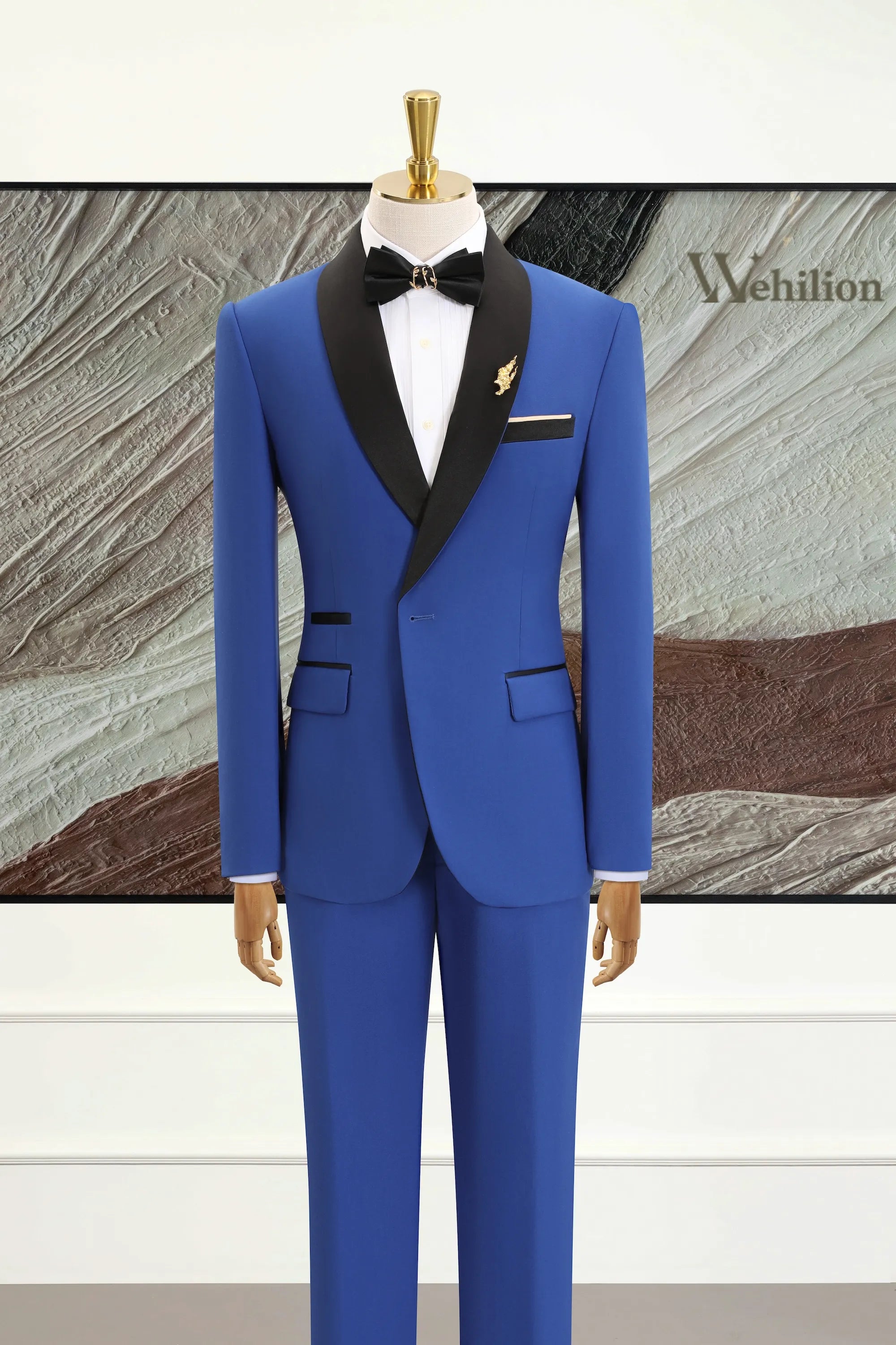 Men's Royal Blue Shawl Lapel 3 Piece Suits