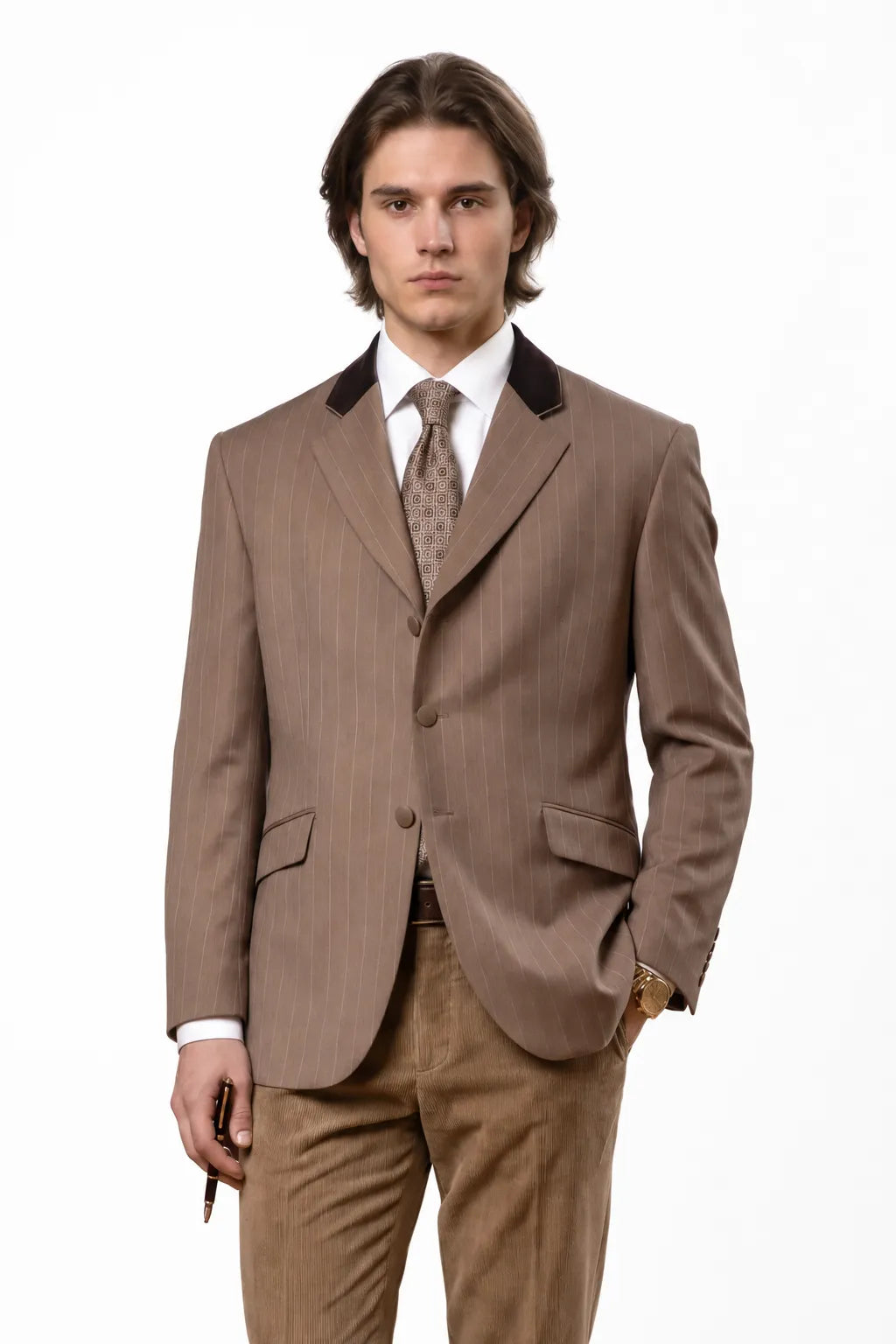 Men's Modern Pinstripe Notch Lapel Blazer