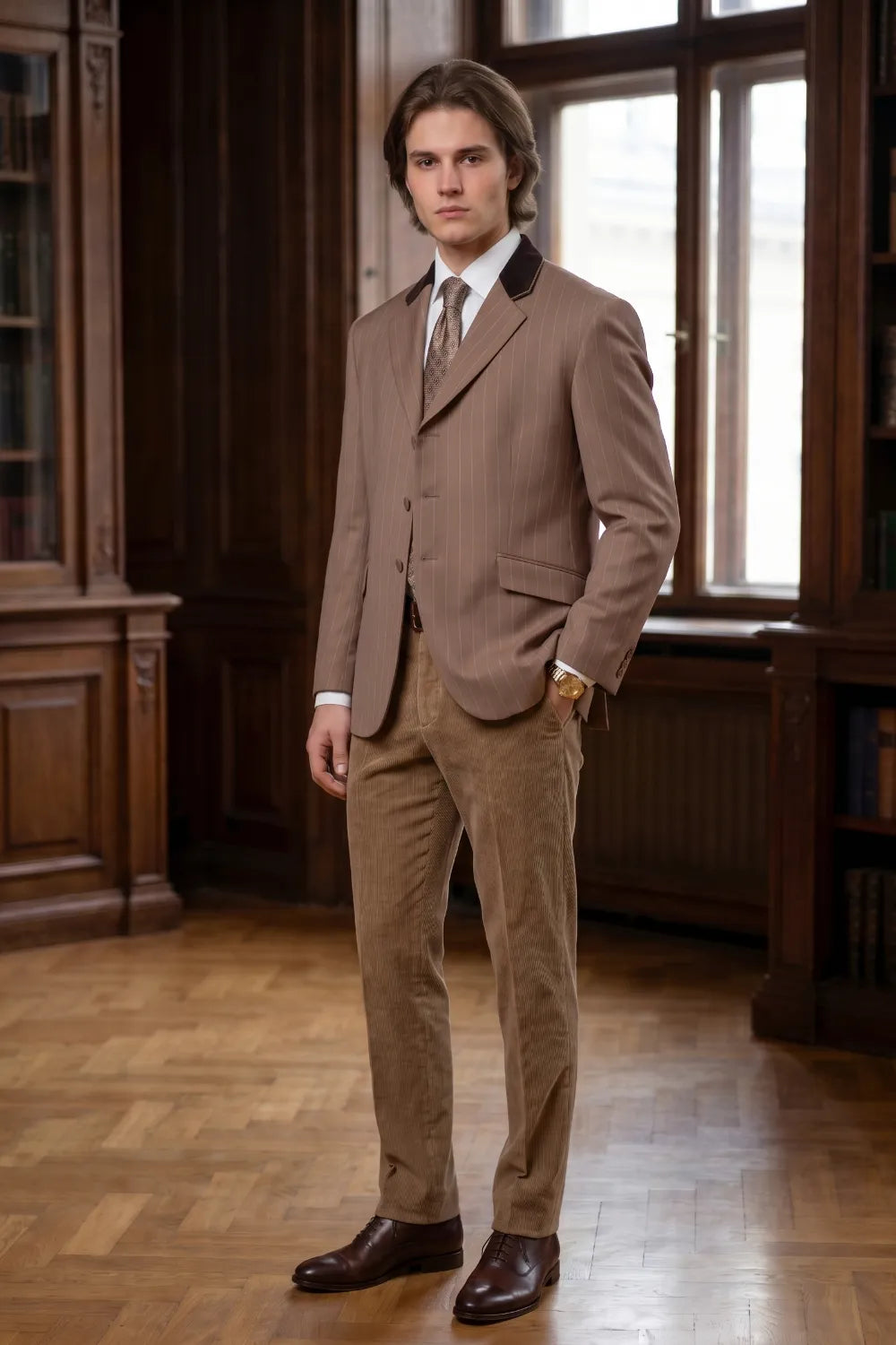 Men's Modern Pinstripe Notch Lapel Blazer