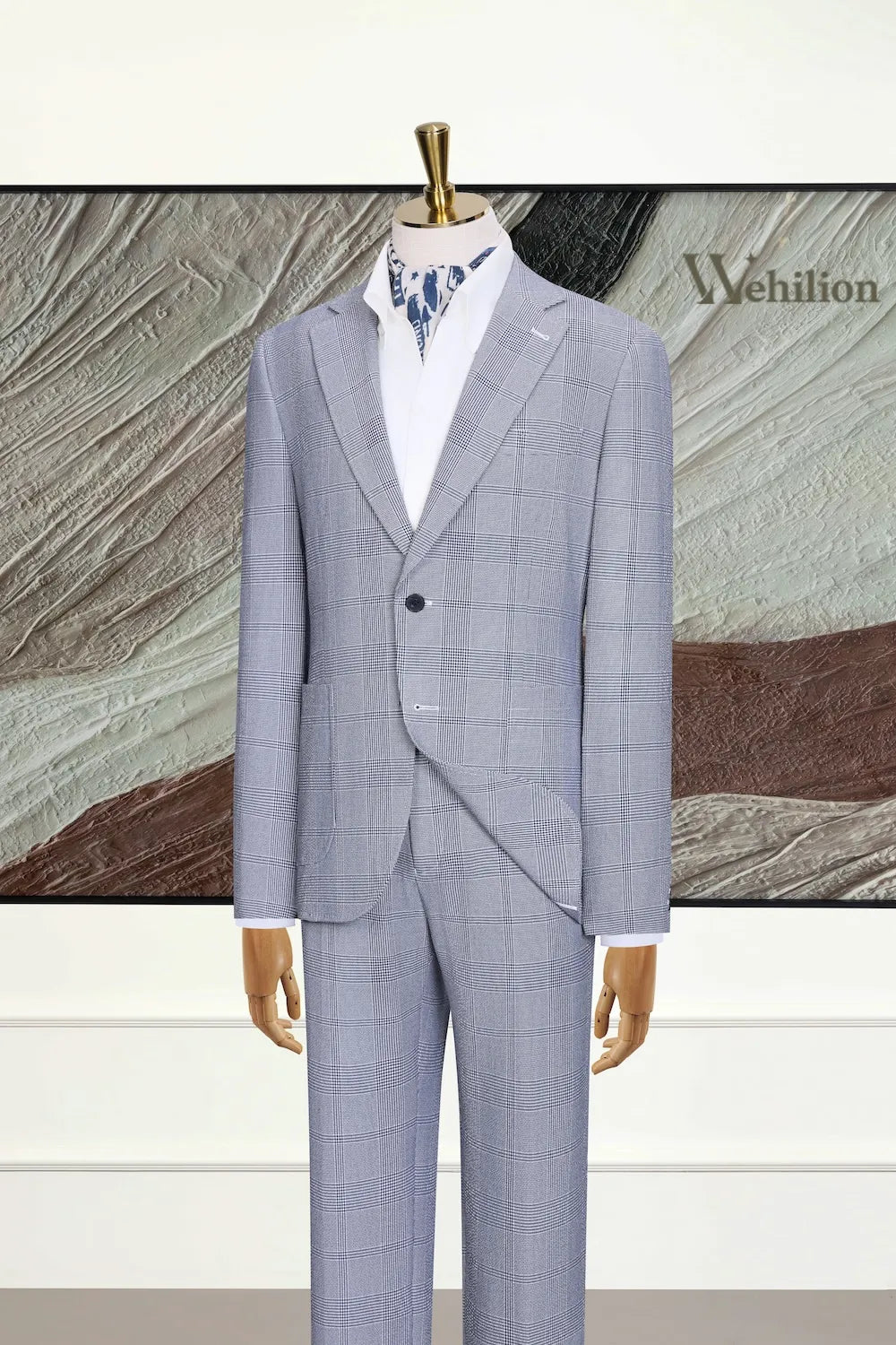 Men's Modern Gentry Checked 3 Piece Suits