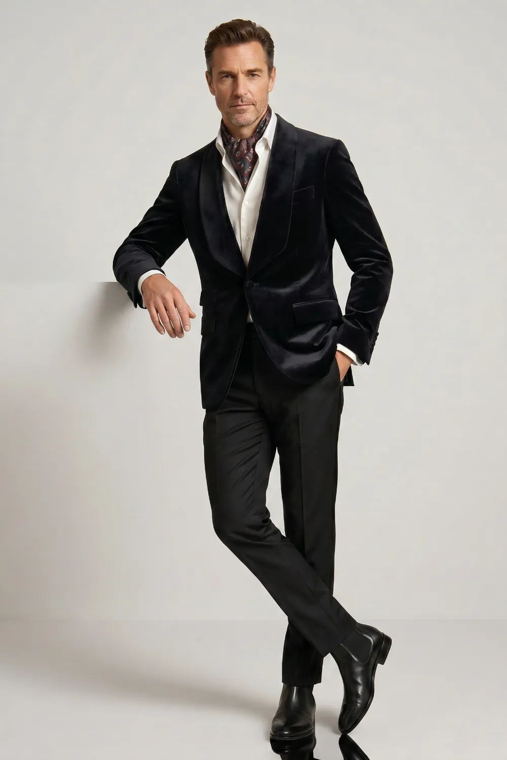 Men's Black Velvet Single Breasted 2-Piece Tuxedo Suit