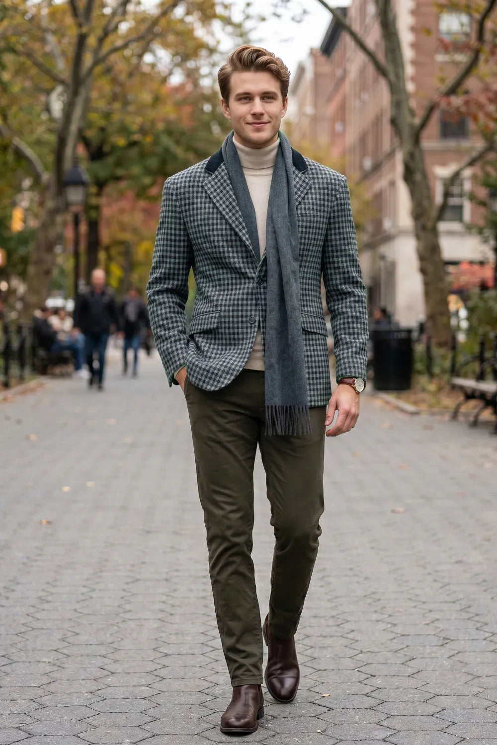 Men's Glen Plaid Smart Casual 2 Piece Suit