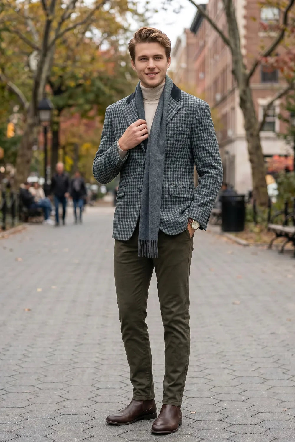 Men's Glen Plaid Smart Casual 2 Piece Suit