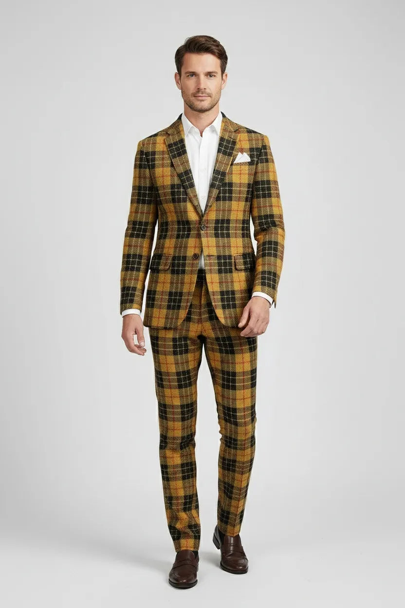 Men's Herringbone Tweed 2 Piece Suit