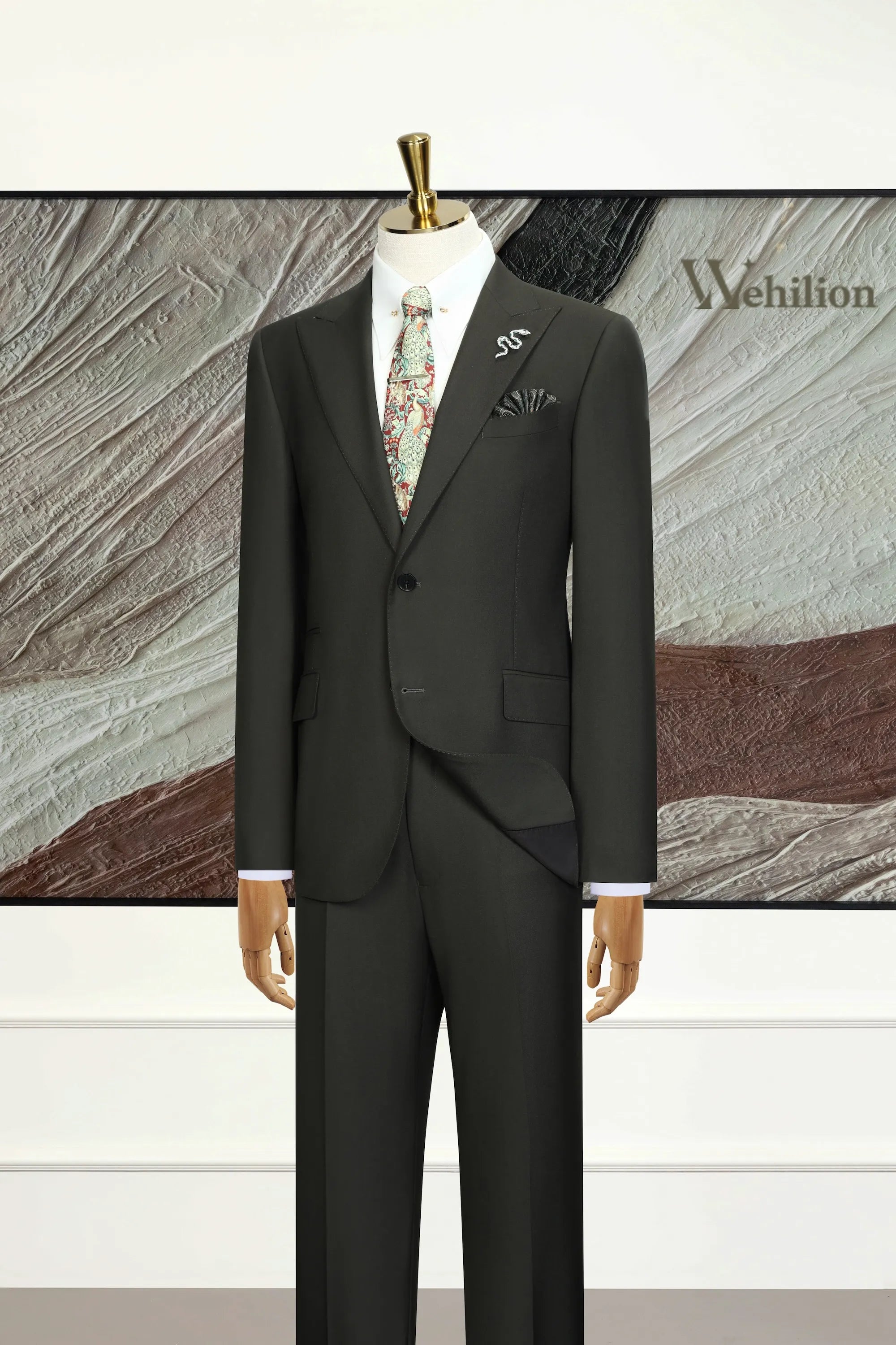 Men's Olive Green Modern 3 Piece Suit