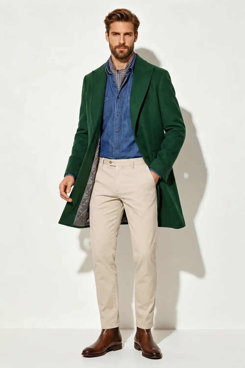 Men's Elegant Peak Lapel Long Formal Coat