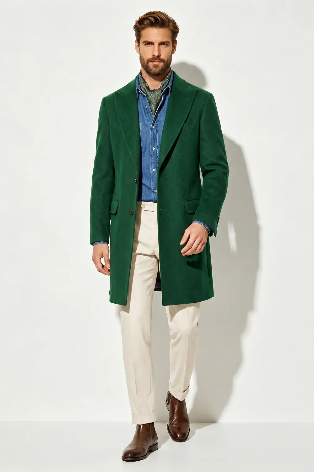 Men's Elegant Peak Lapel Long Formal Coat