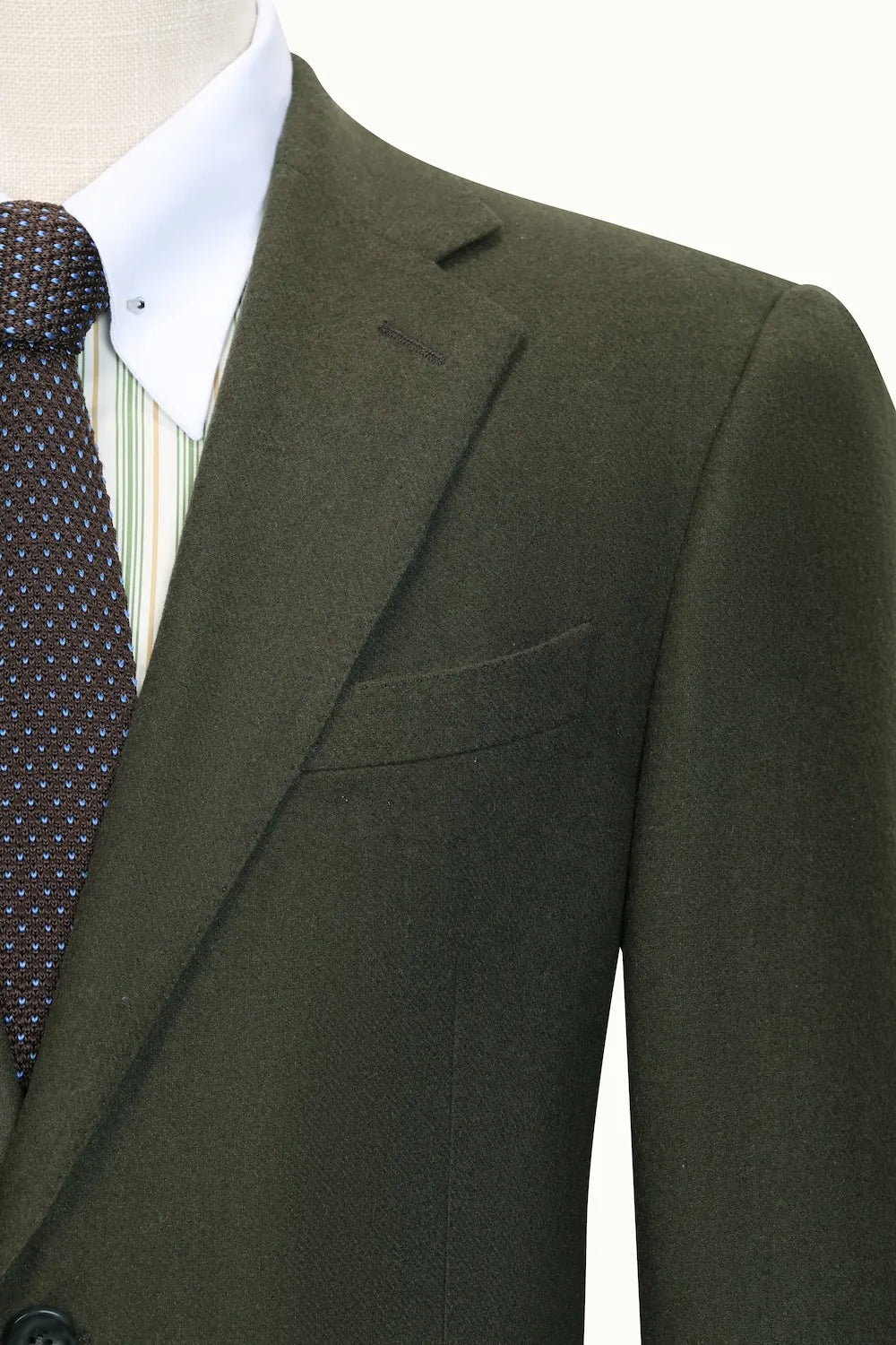 Men's Green Elegant Wool Herringbone 3 Piece Suit