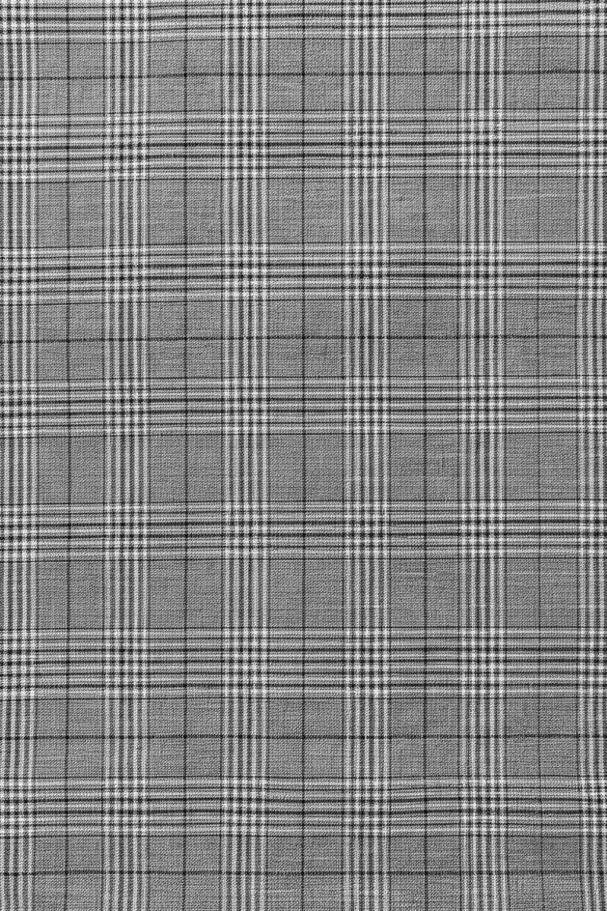 Men's Grey Plaid Notch Collar 2 Piece Suit