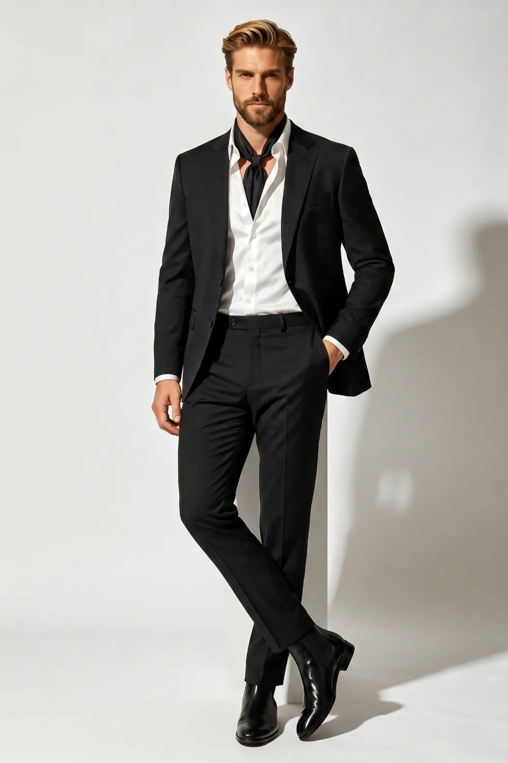 Men's Black Single Breasted 2 Piece Suit