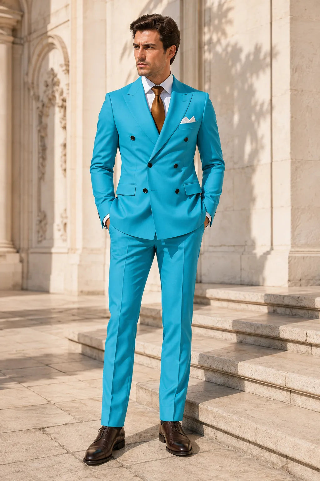 Men's Peak Lapel Formal 2 Piece Suit