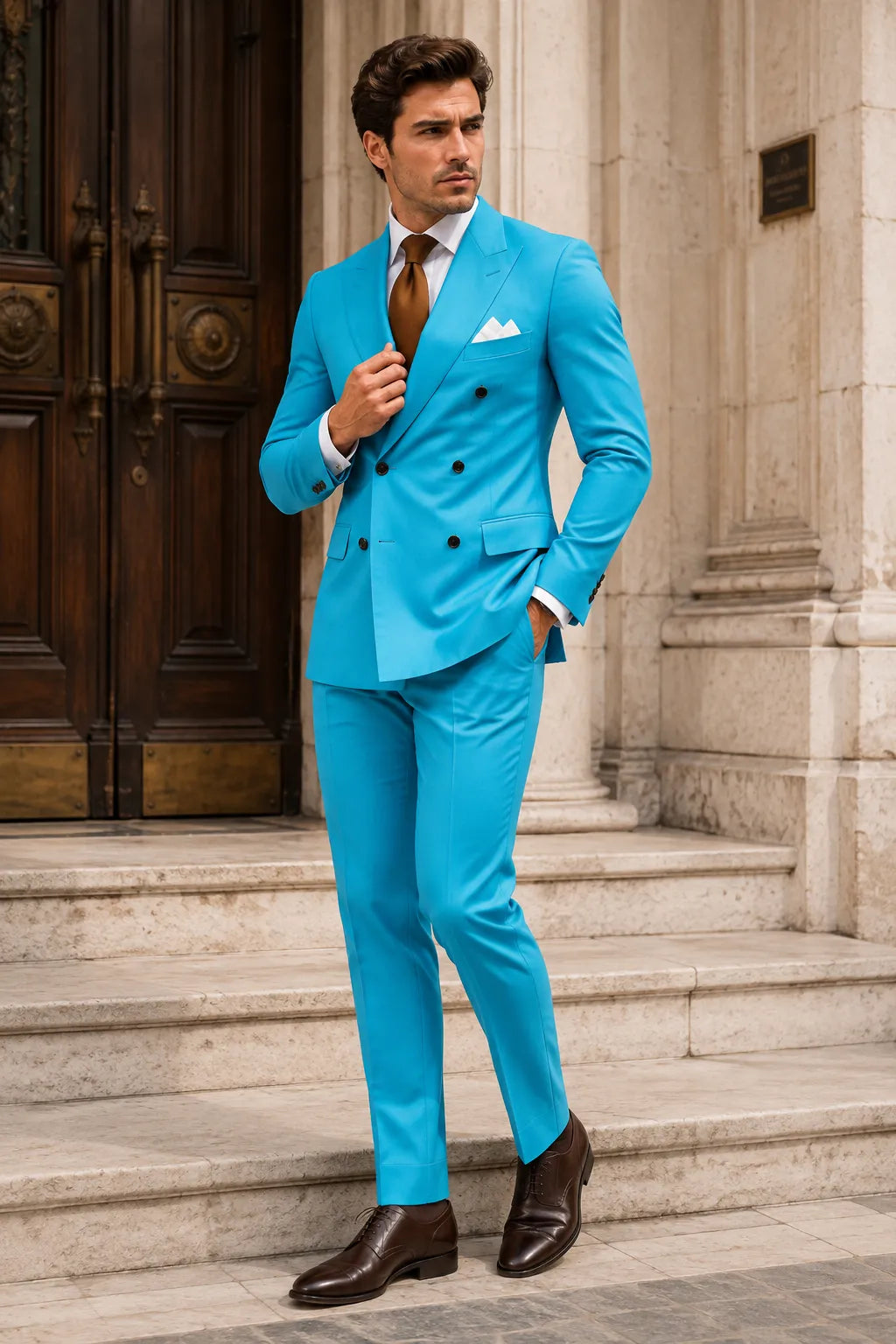 Men's Peak Lapel Formal 2 Piece Suit