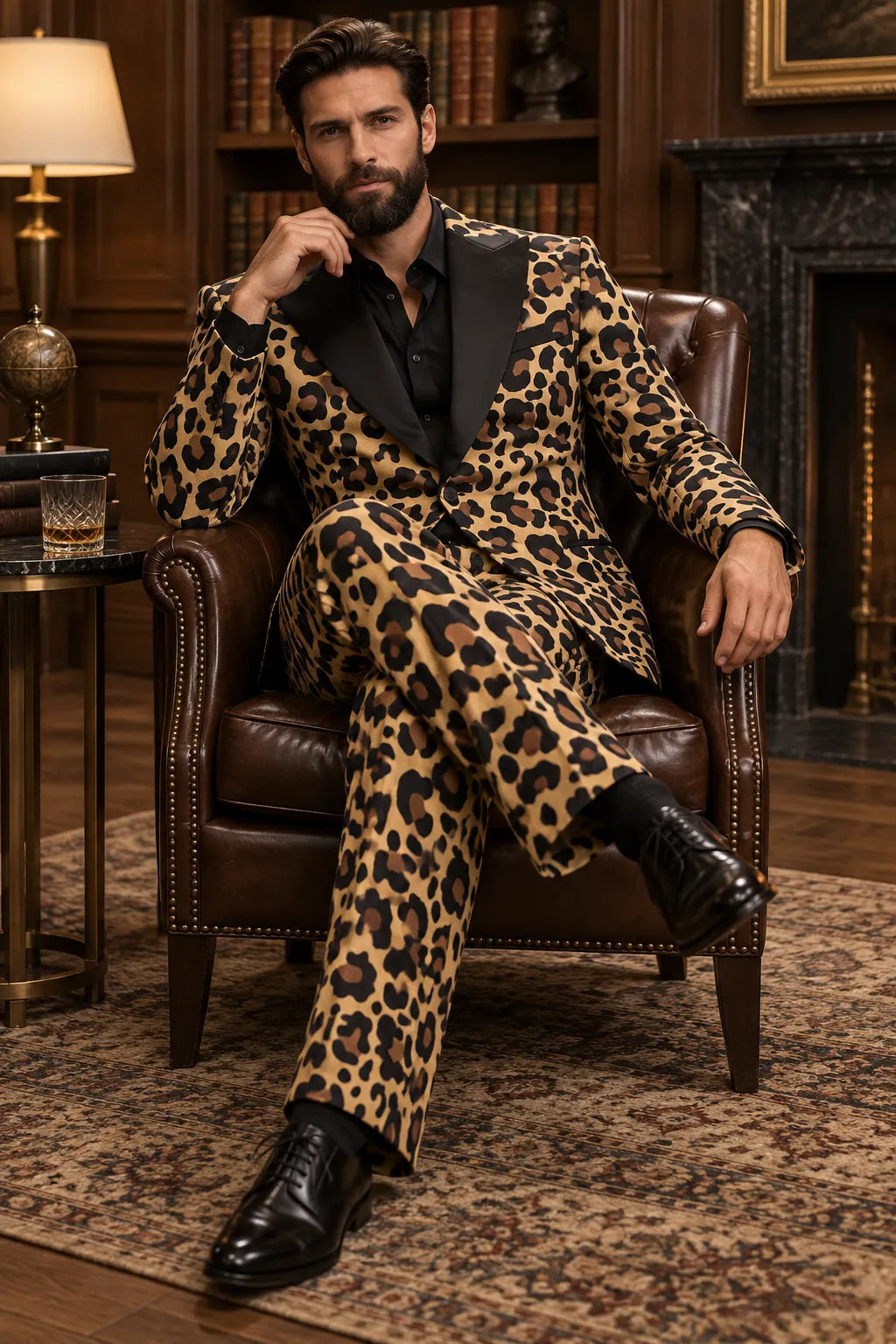 Men's Leopard Print Luxury 2 Piece Suit